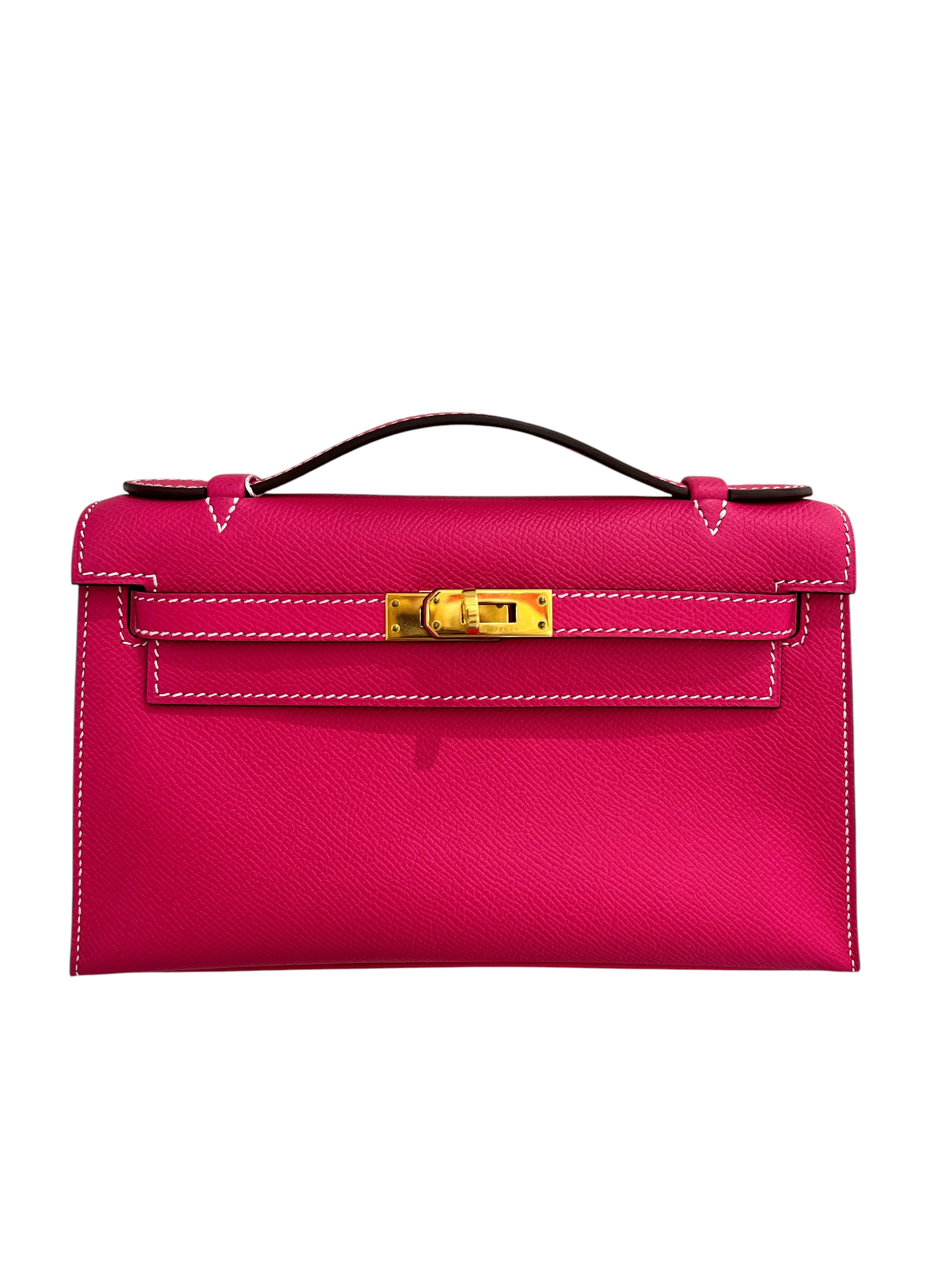 Hermes Kelly Pochette Rose Tyrien Epsom GHW #Q Y2013 SYCH4170