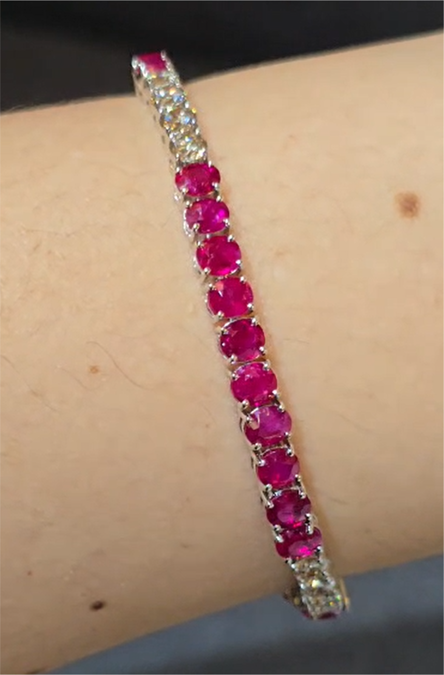9.98ct Unheated Burma Ruby with Natural diamonds Tennis Bracelet SYCB27