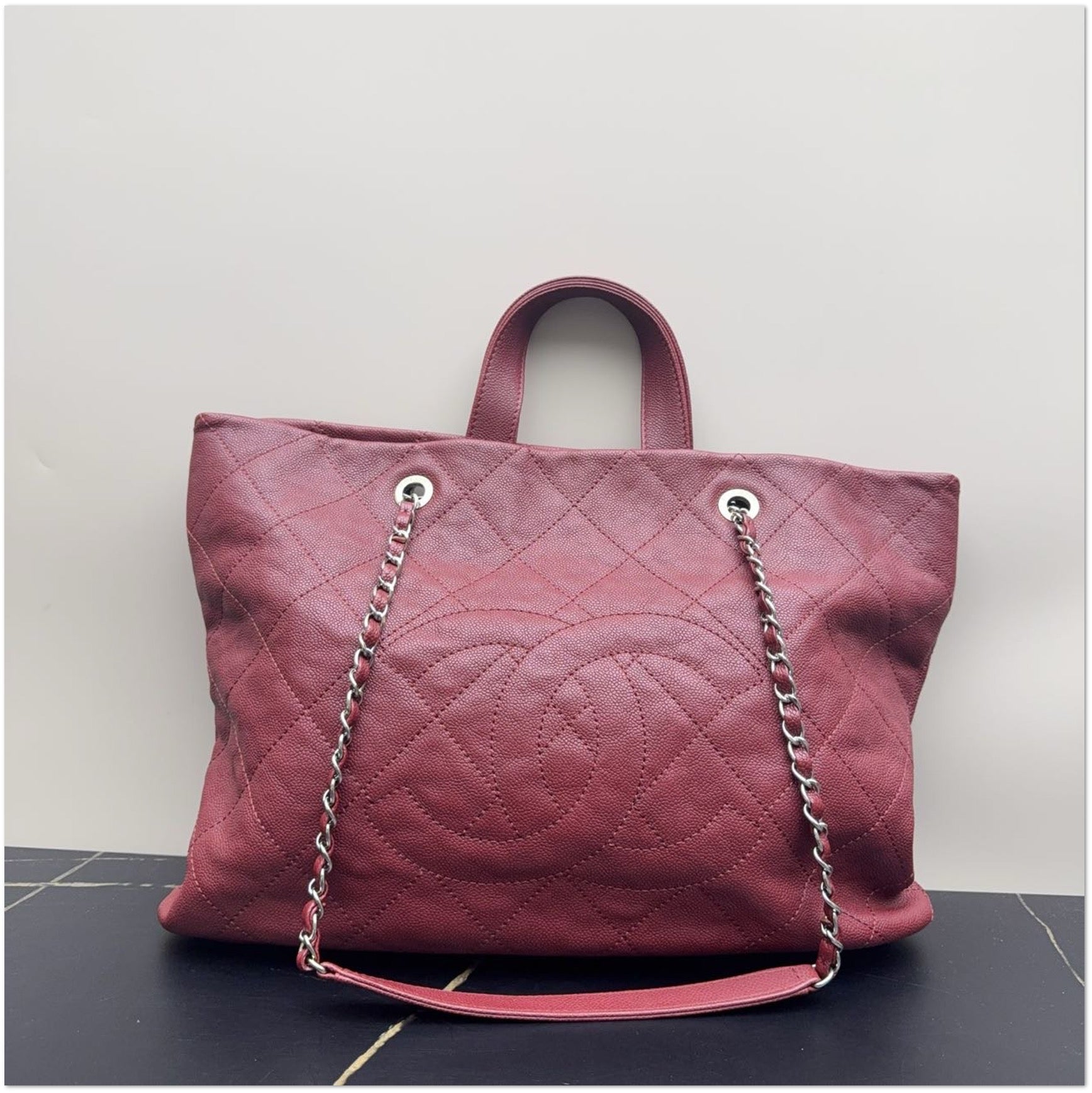 Chanel Burgundy Caviar Leather Quilted Executive Cerf Tote C19498009585