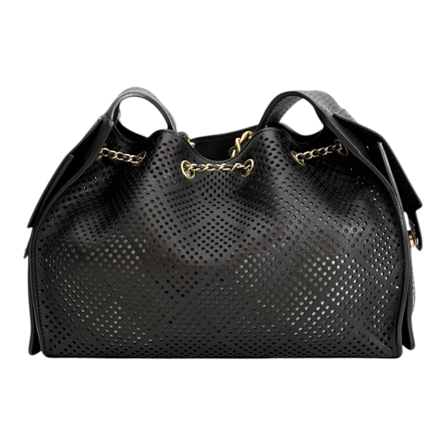 Chanel 25 Black Perforated Small Leather Bag