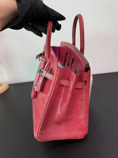 Hermès Birkin 25 Pink Lizard Leather Handbag