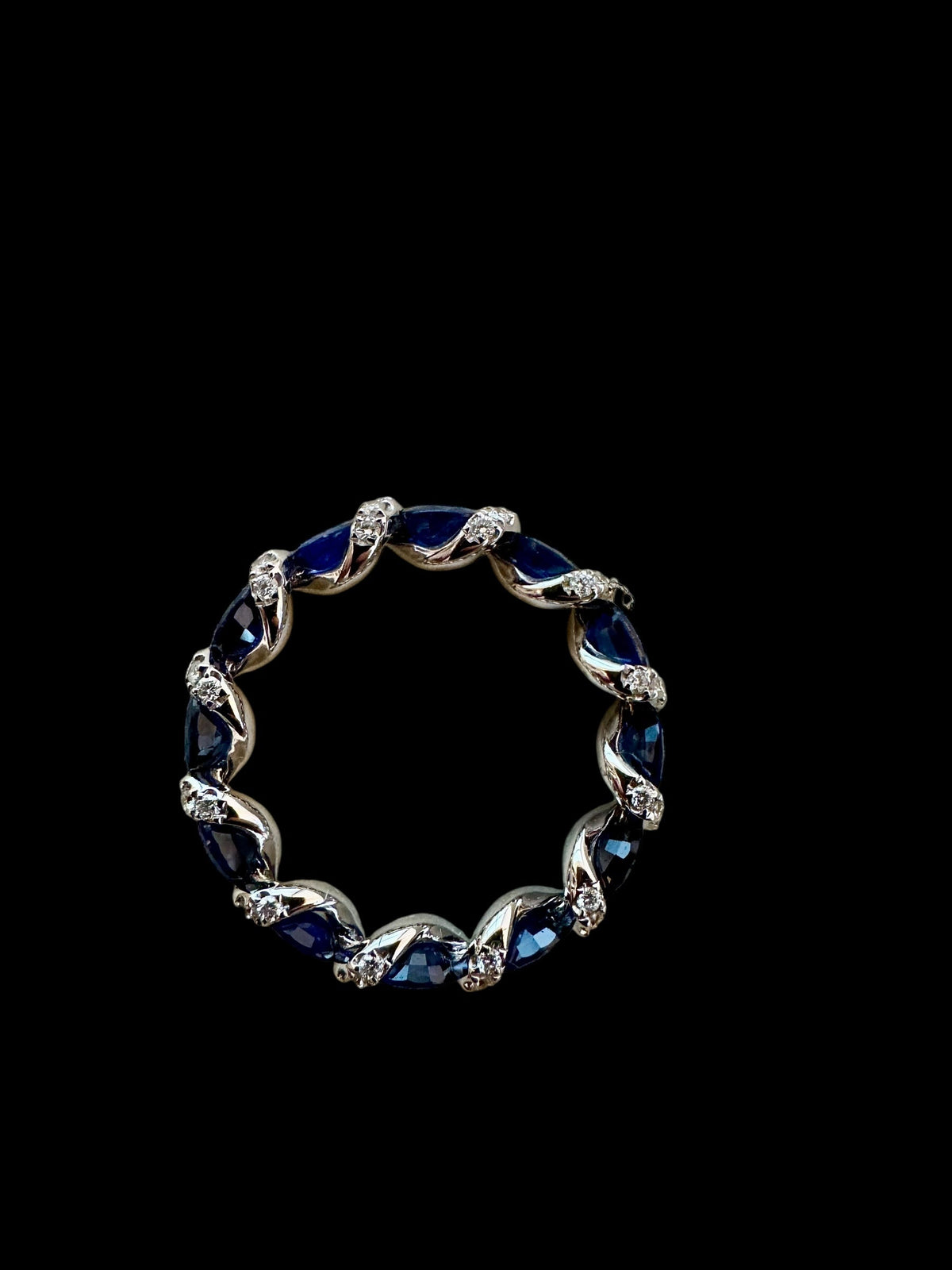 2.96ct Blue Sapphire Eternity Ring with 0.405ct Diamonds