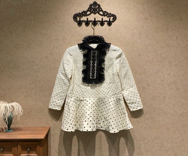 Valentino color-blocked polka dot all-over print dress / size 40 / 99% new / 35852 SYCF35852