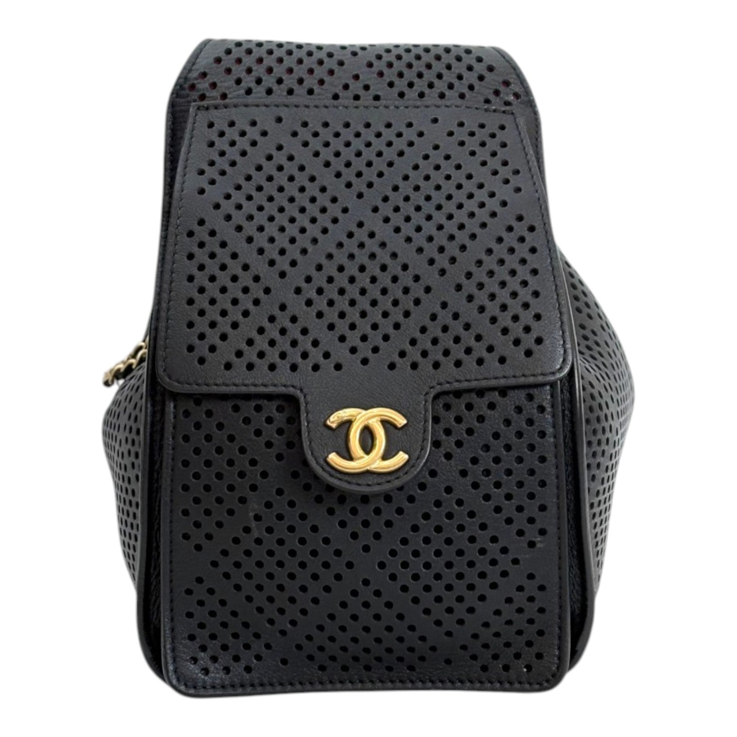 Chanel 25 Black Perforated Small Leather Bag