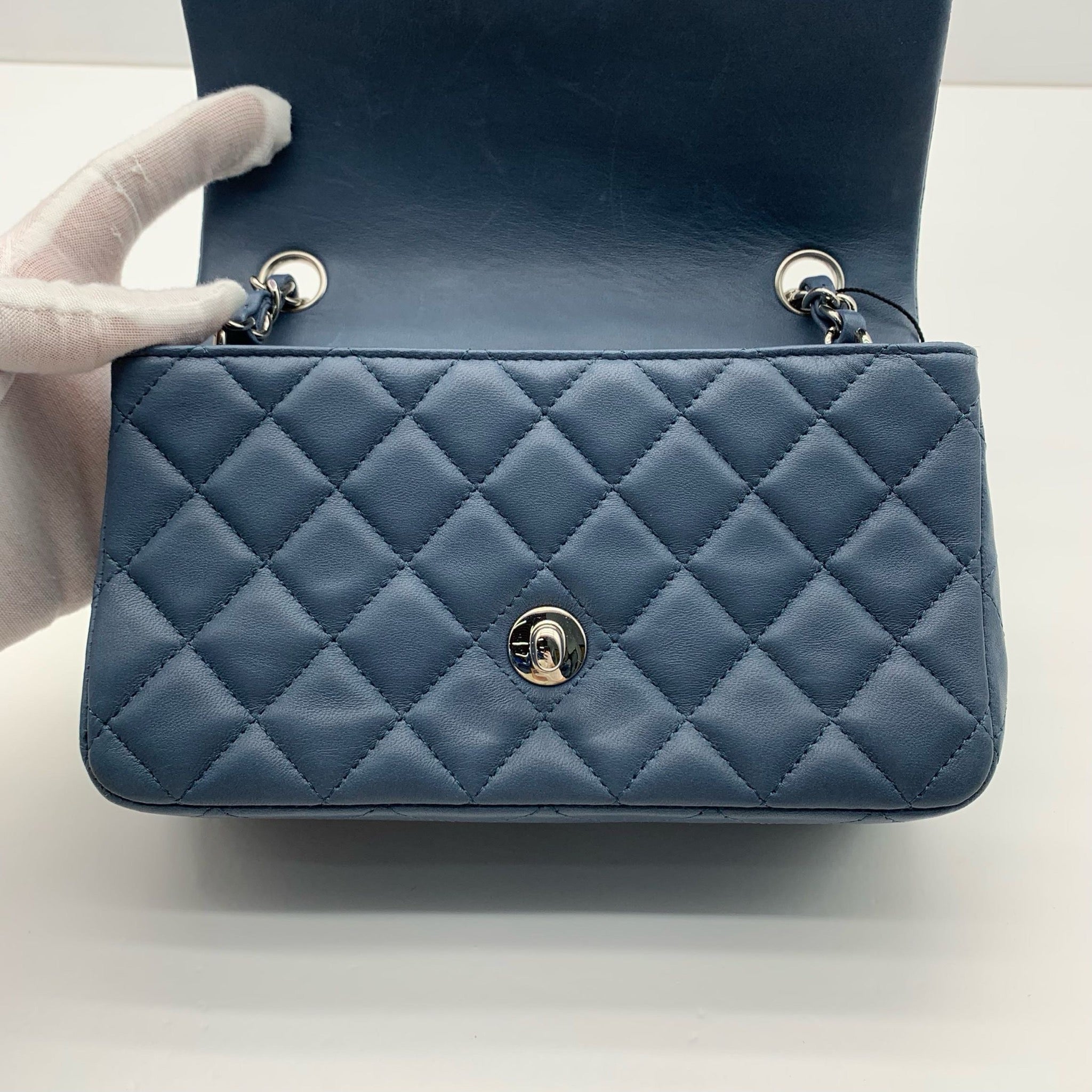 Chanel Classic Flap Large Mini Haze Blue Silver Hardware Bag image 29