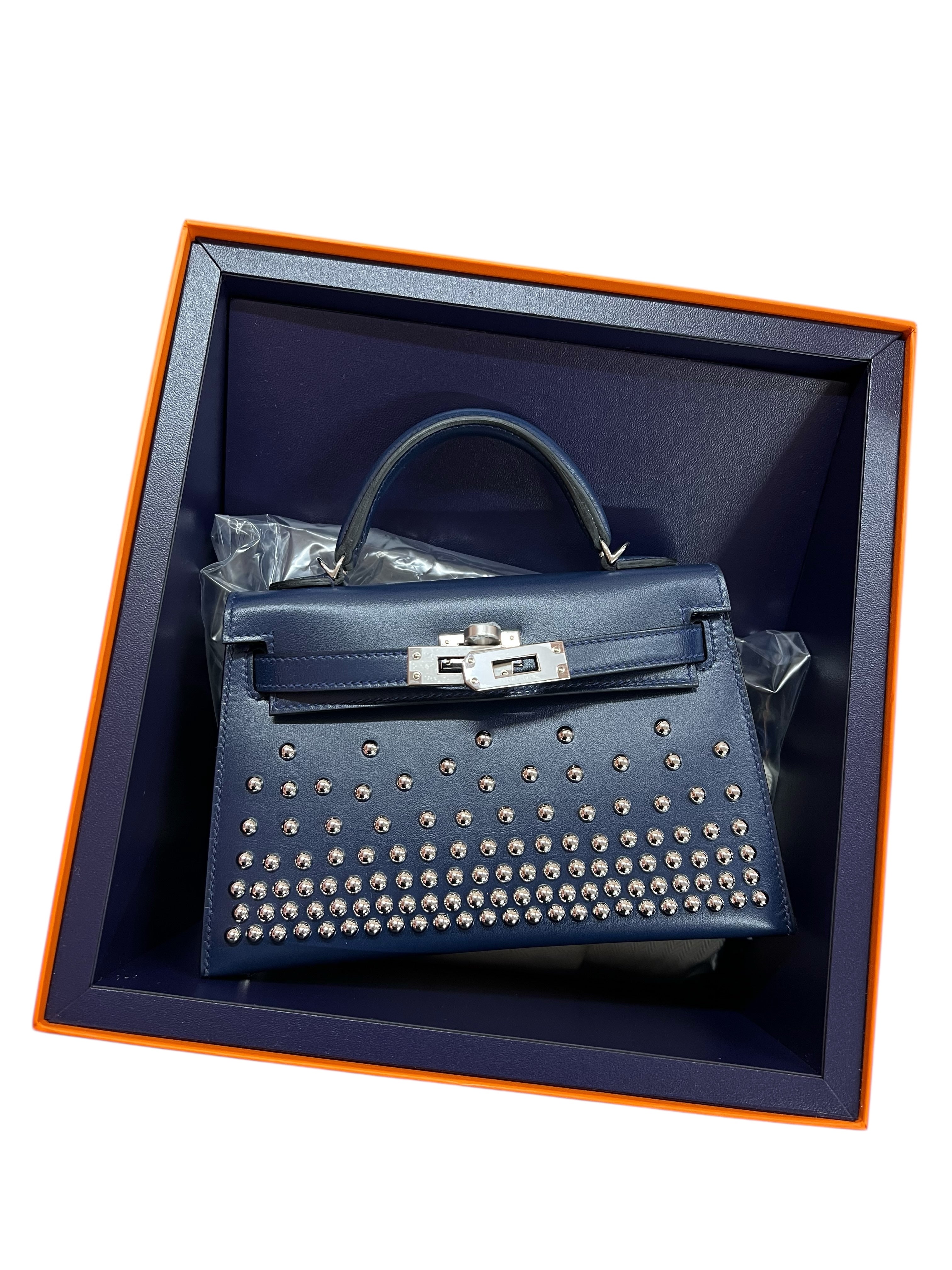 Hermes Kelly 20 Cloute Blue Abysse Boxcalf PHW #K SKCJB-277576