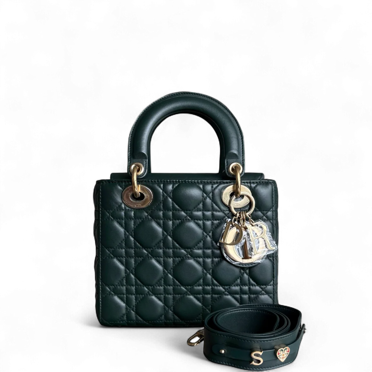 DIOR LADY SMALL ABC - CANNAGE LAMBSKIN DARK GREEN GHW MYABC SYCM484