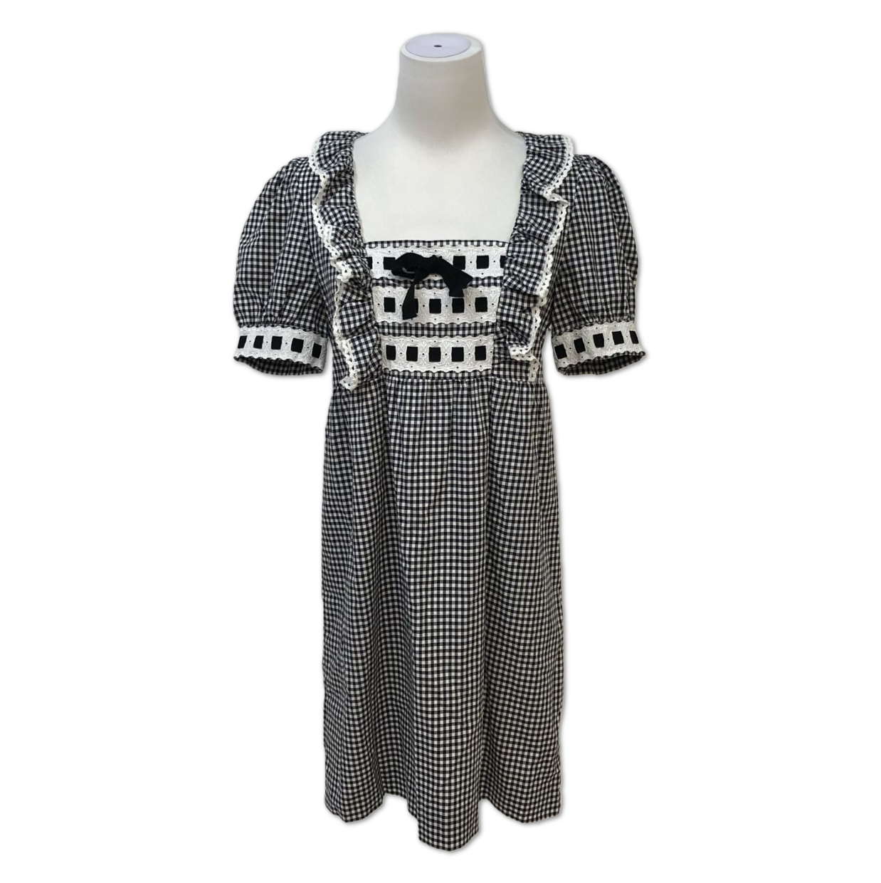 Miu Miu Gingham Ruffled Eyelet Lace Dress size 38 C18354277554
