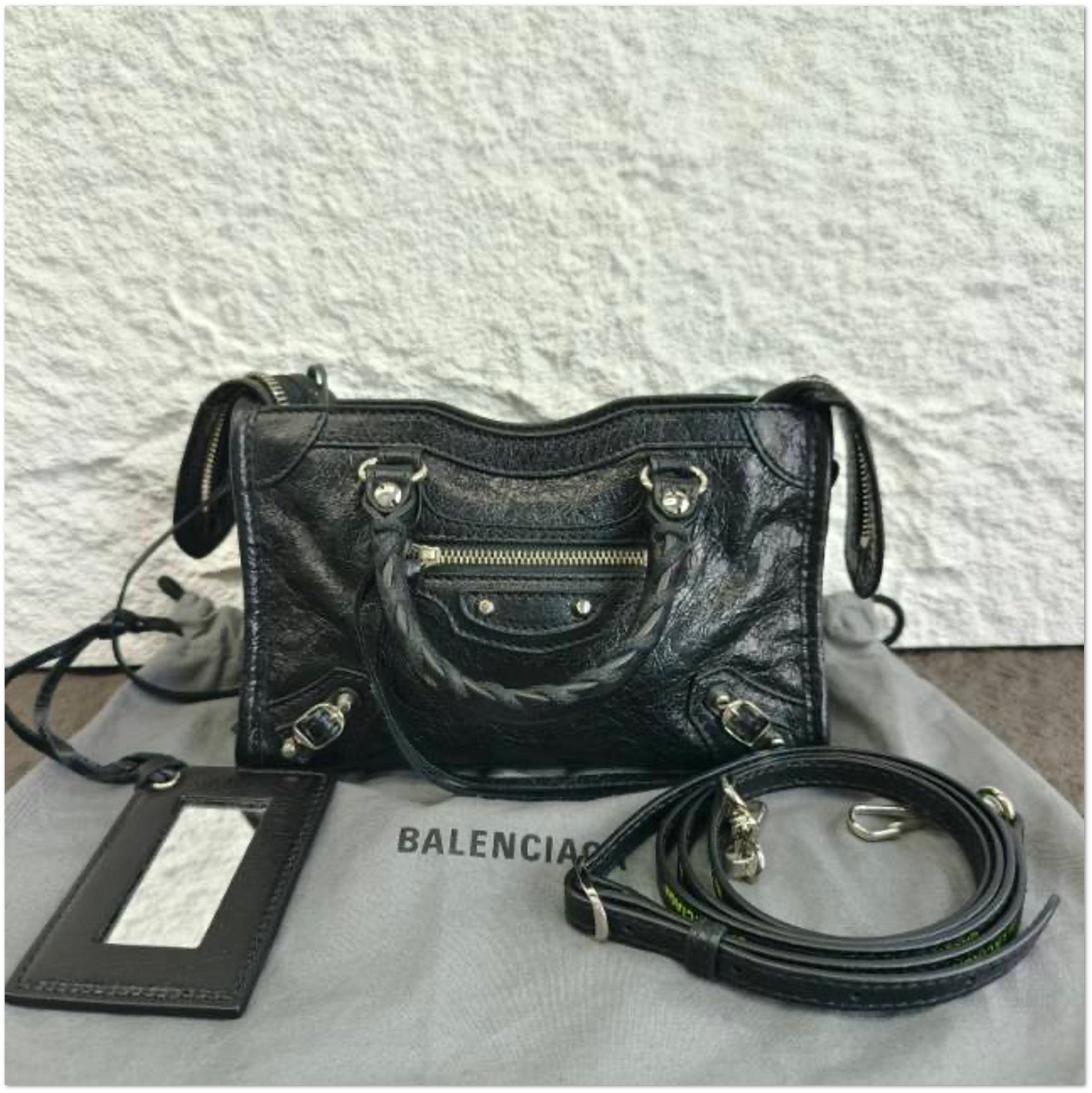 Balenciaga Black Distressed Lambskin Neo Classic Mini Bag C19493619093