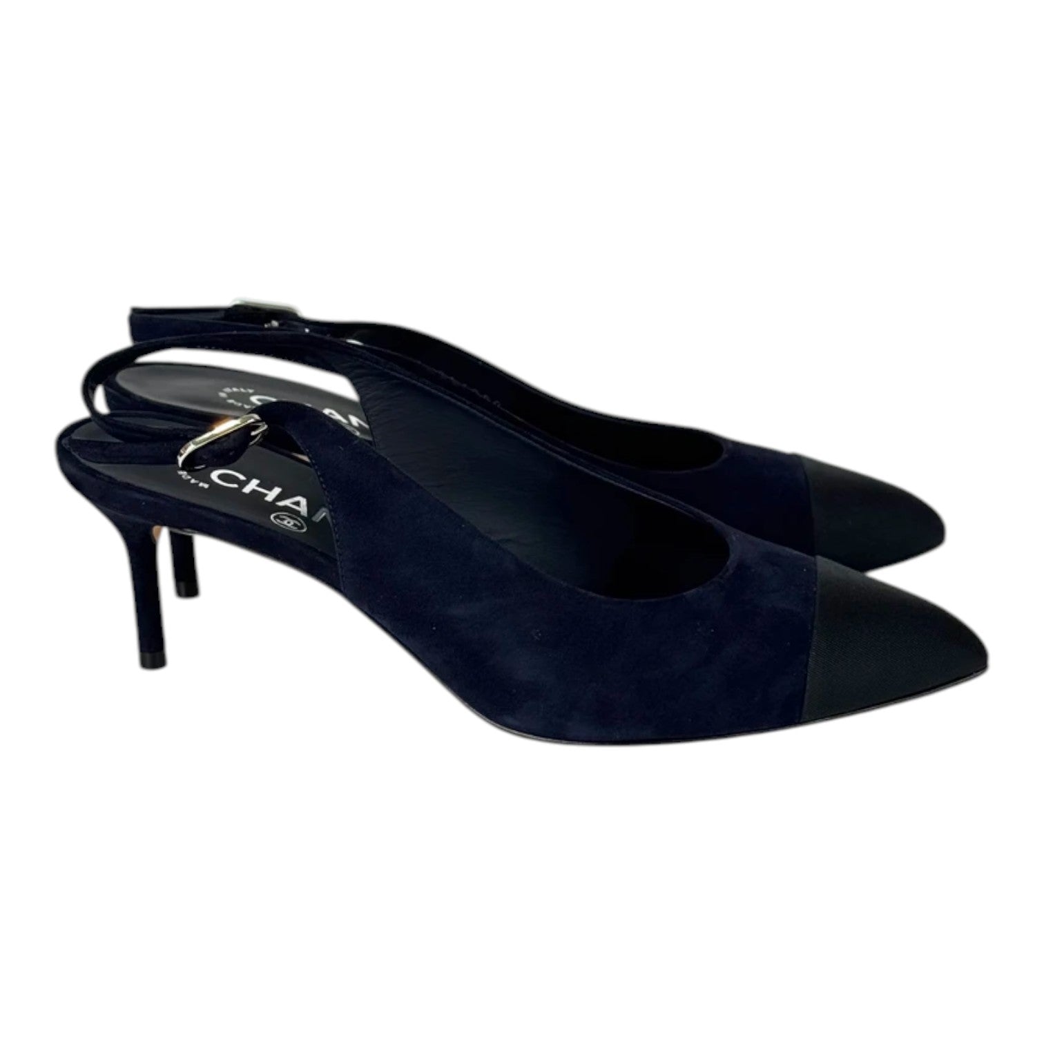 Chanel Blue Slingback Shoes - Size 37.5