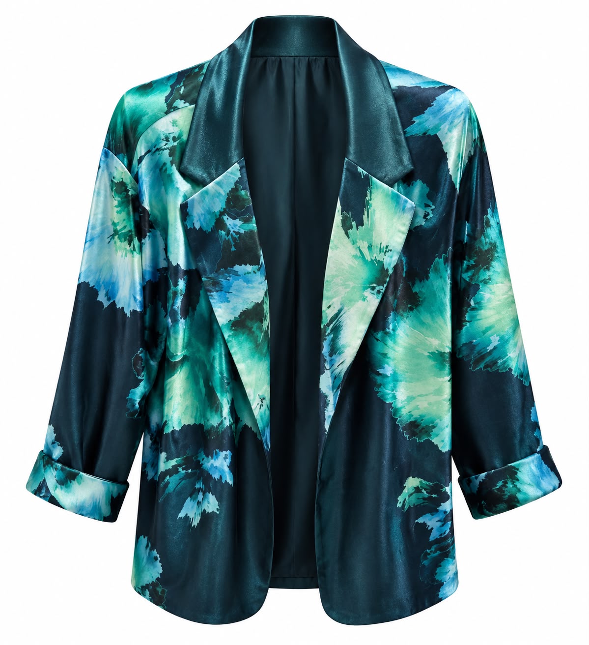 JACKET KENJI SILK VELVET FLORAL EMERALD BLUE MCL13532