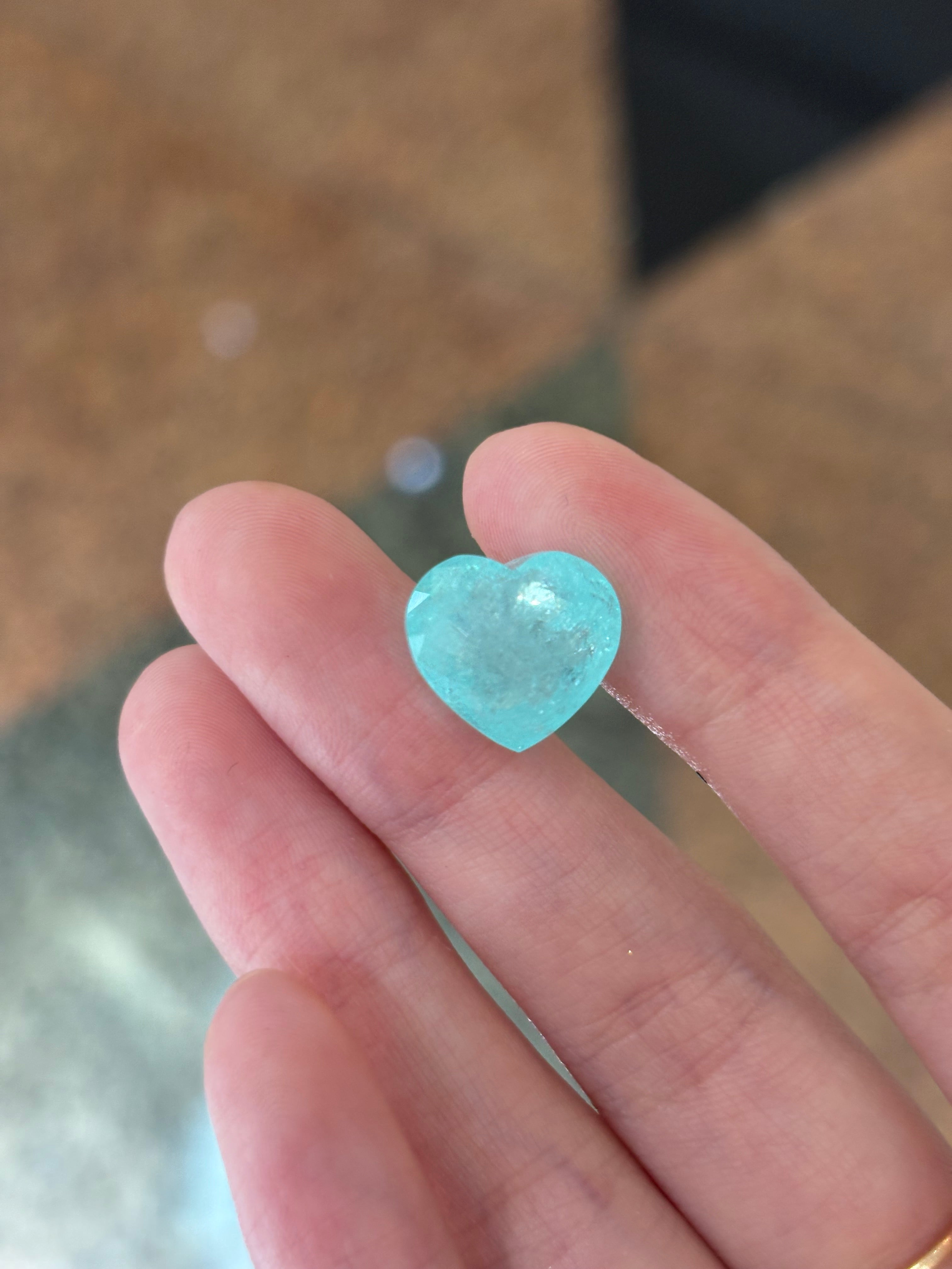 11.40ct Neon Blue Heart Paraiba DXBCS2576