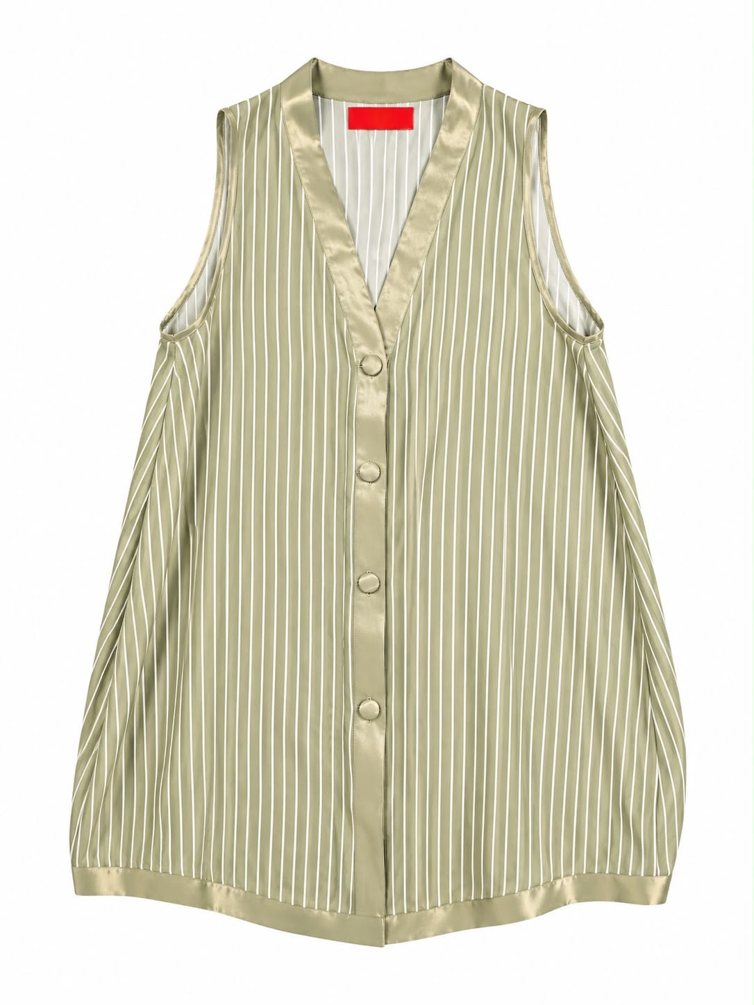 SHIRT CHLOE PINSTRIPES ORGANZA PIPPING OLIVE MCL12800