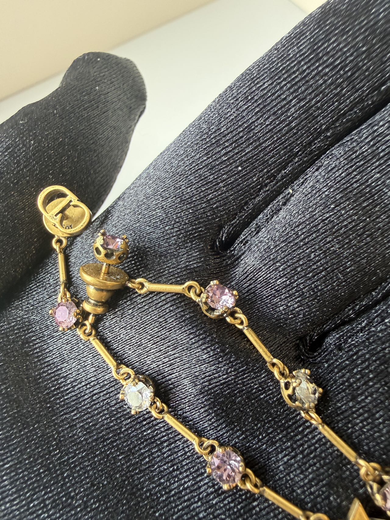 Dior Vintage Star Drop Crystal Earrings in Gold-Tone Metal