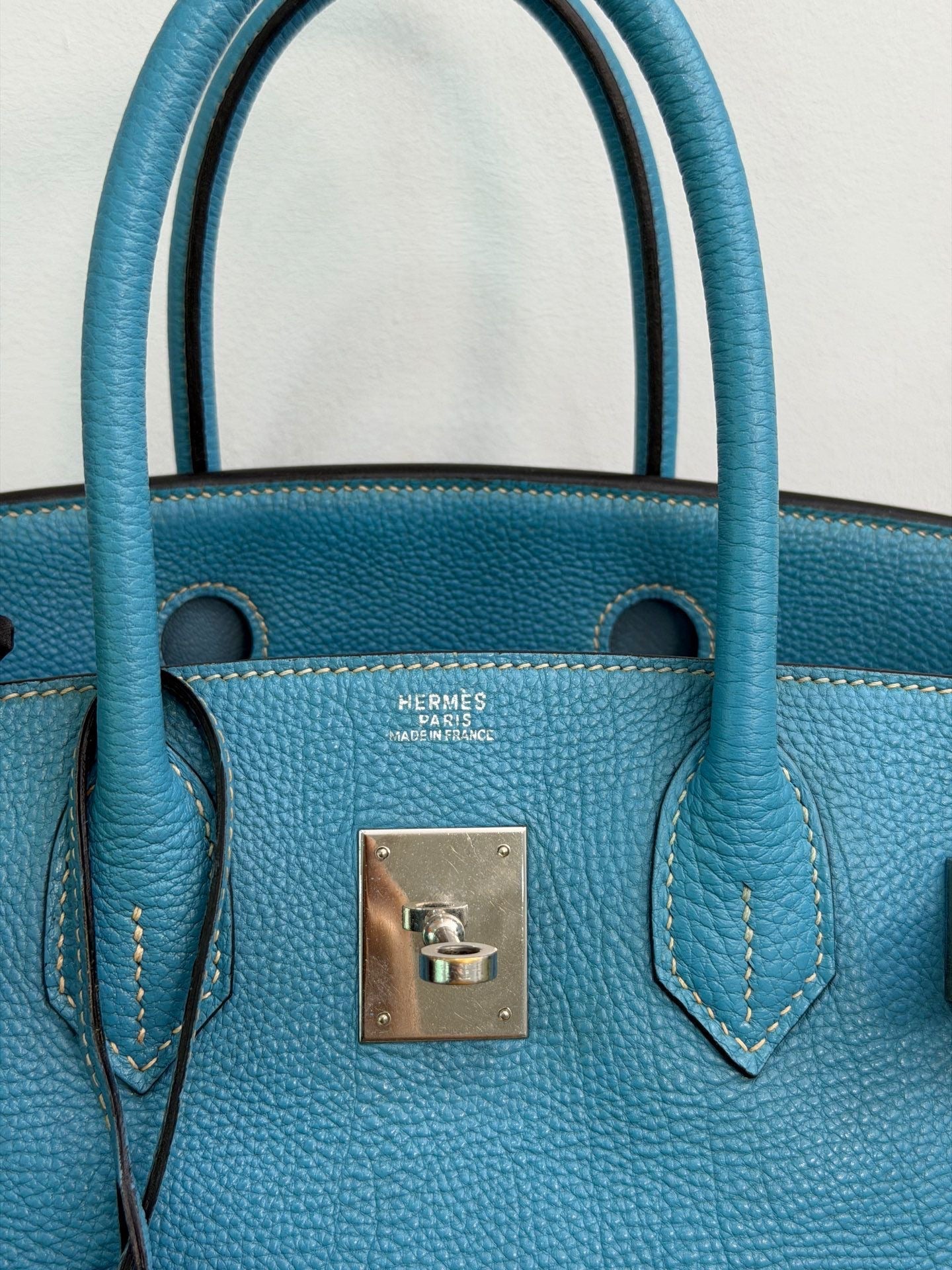 Hermès Birkin 30 Blue Jean PHW Togo Leather Square H Stamp