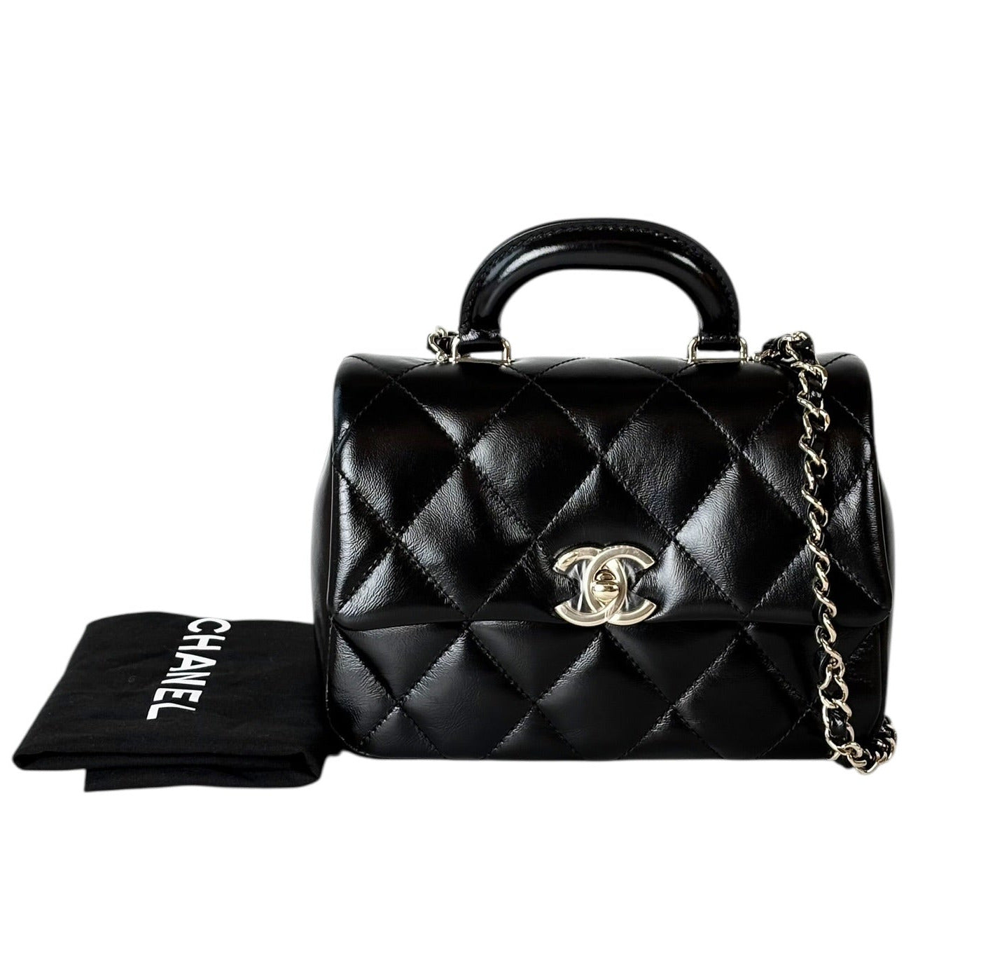 Chanel Classic Flap Mini Bag Black with Top Handle