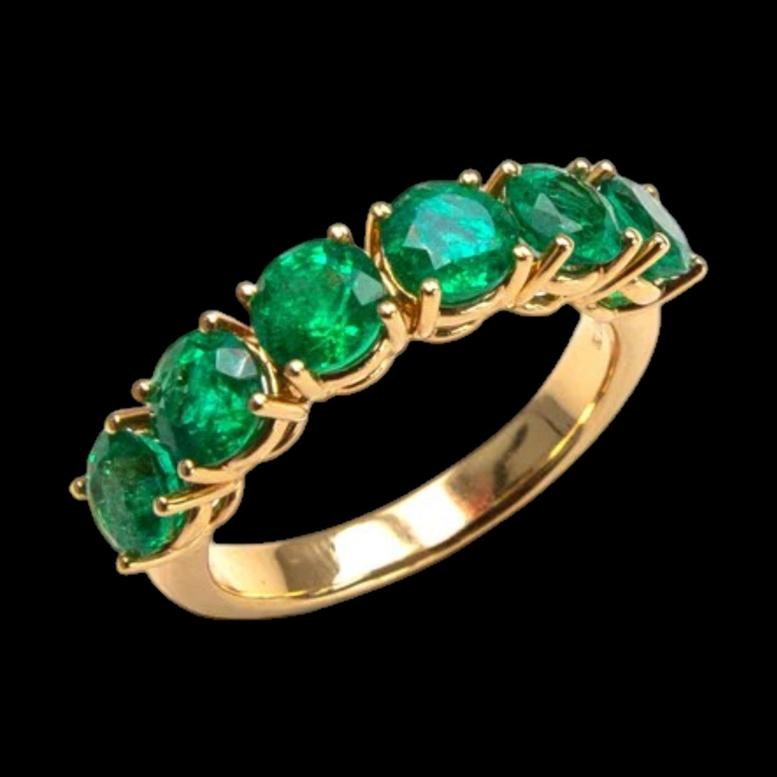 3.01ct Zambian  Emerald Eternity Band set in 18K Yellow Gold