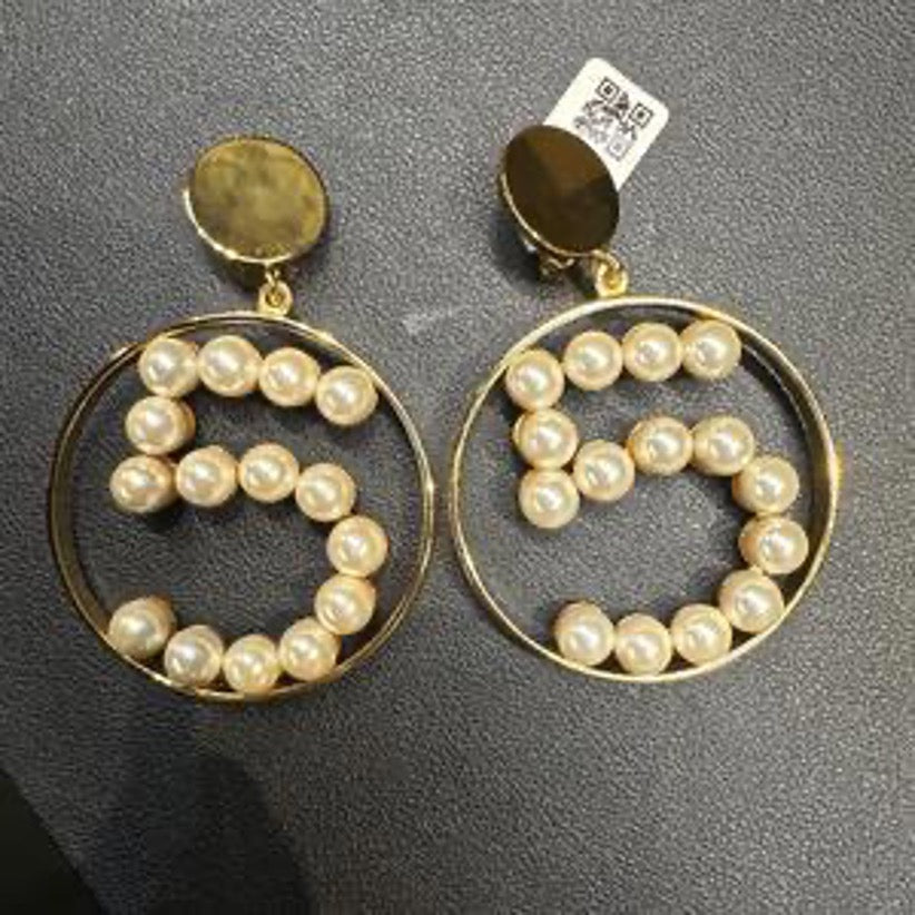 CHANEL Pearl No. 5 Hoop Earrings HZ608279