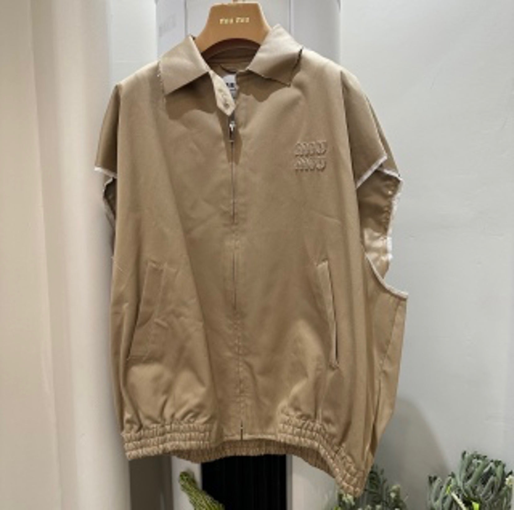 Miumiu khaki distressed vest NE65234