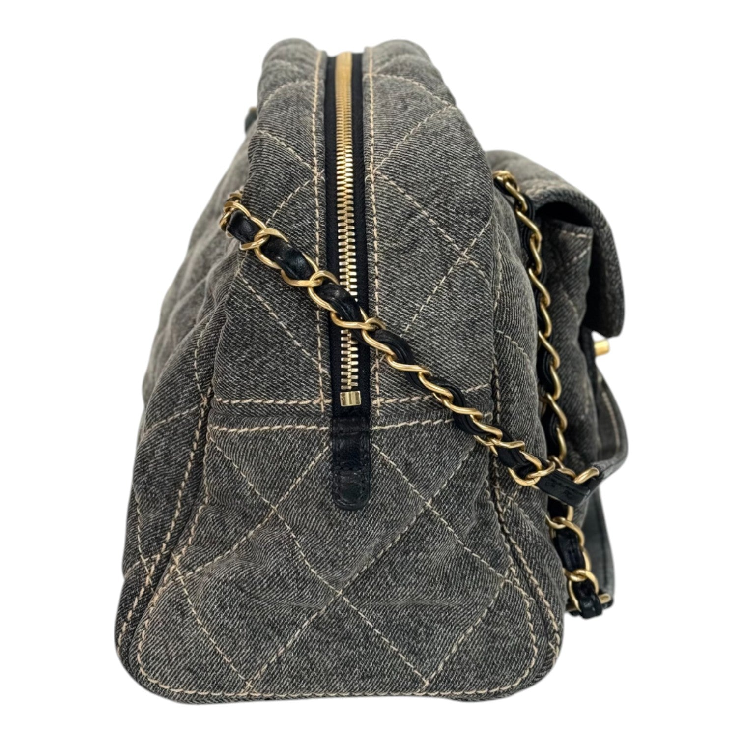 Chanel 24A Grey Denim Bowling Bag