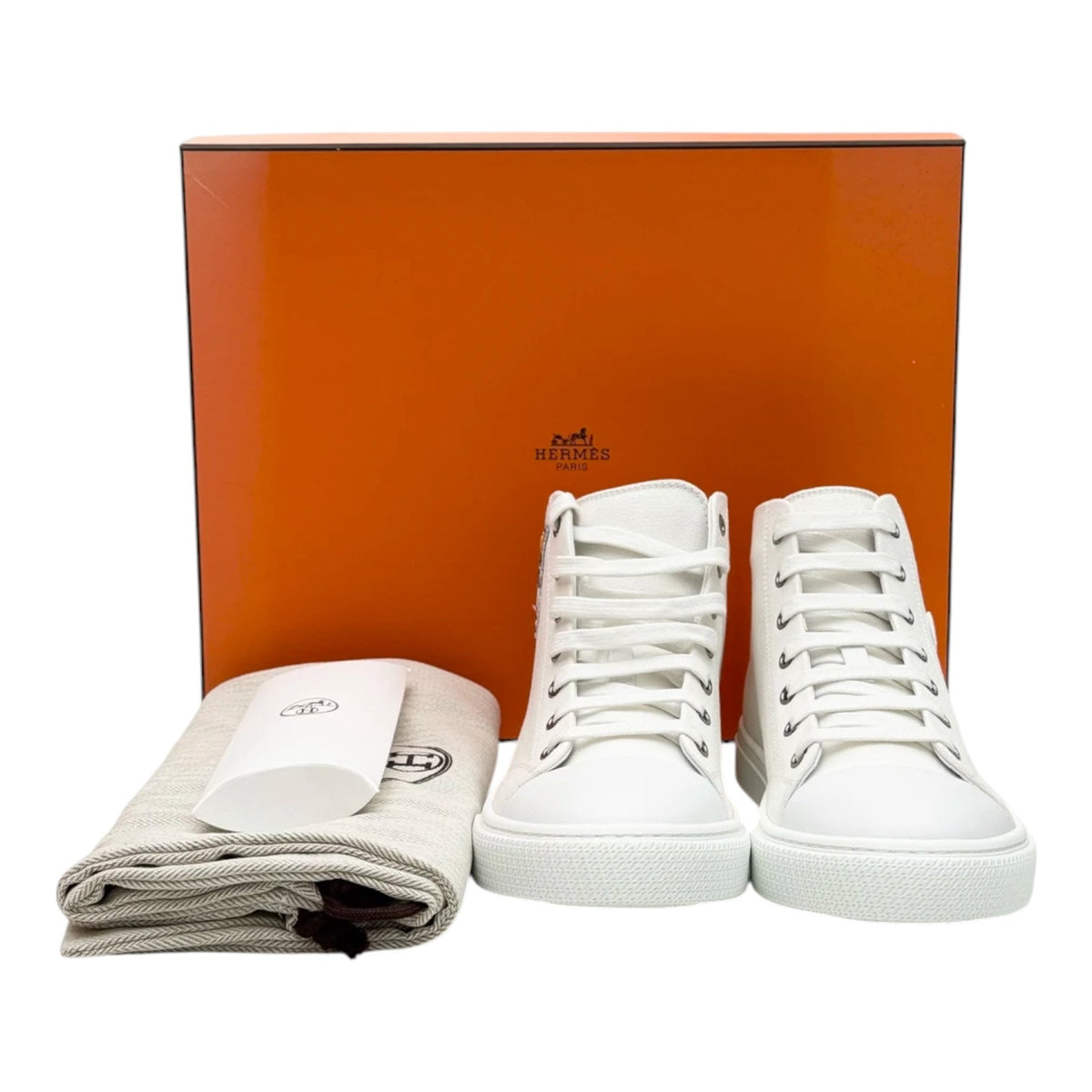 Hermes White IIIico Hi Top Sneaker Shoes  - size 39
