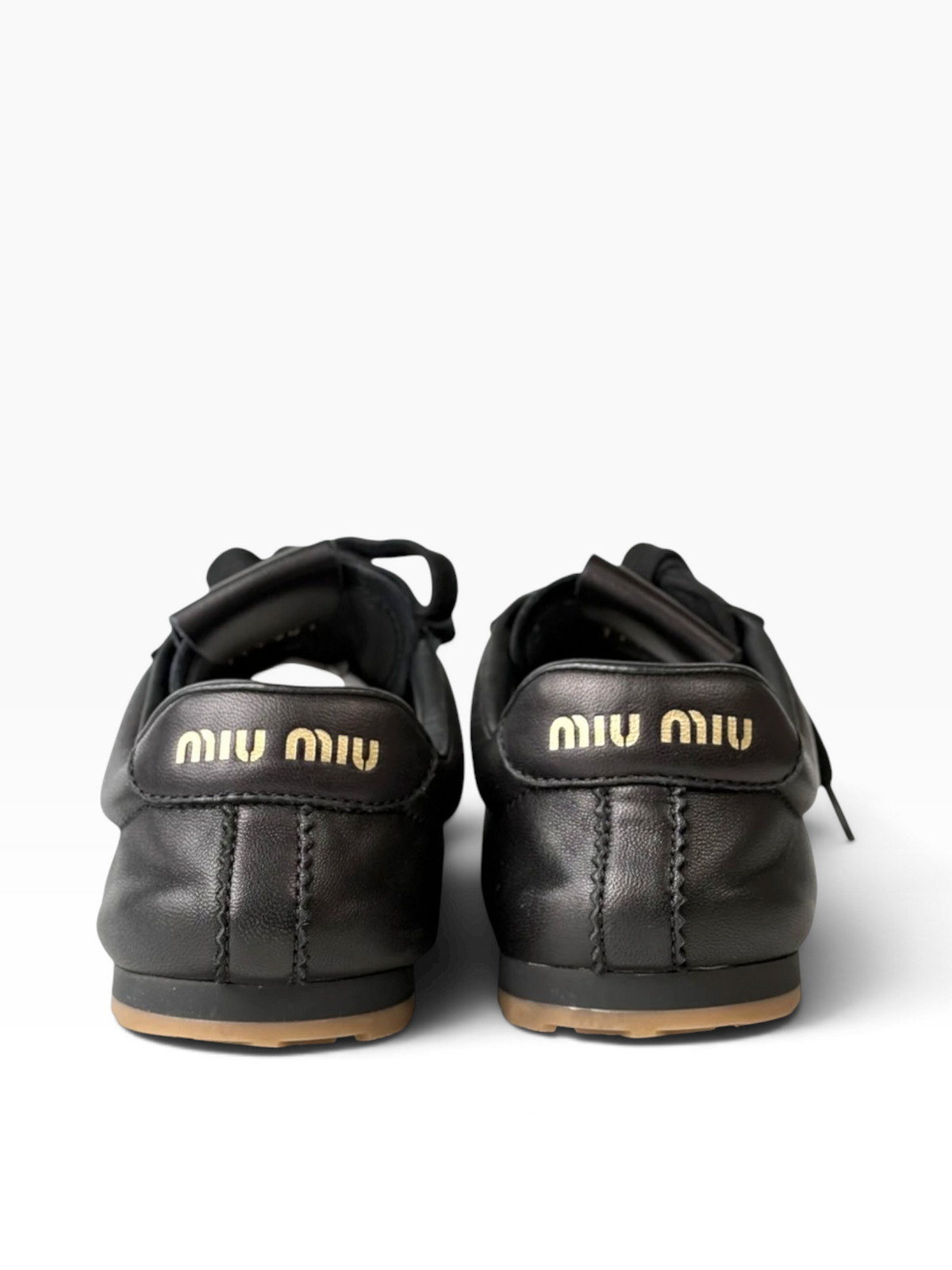 Miu Miu Plume Leather Sneakers in Black - Size 38.5