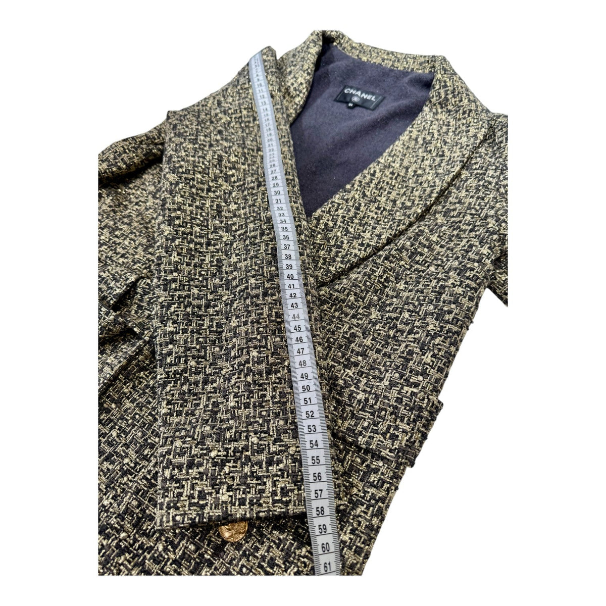 Chanel 16A Tweed Coat Gold/Grey #34