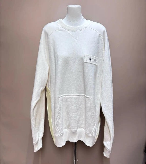 Dior Sacai collaboration nylon patchwork white sweatshirt, size XL SYCC2063