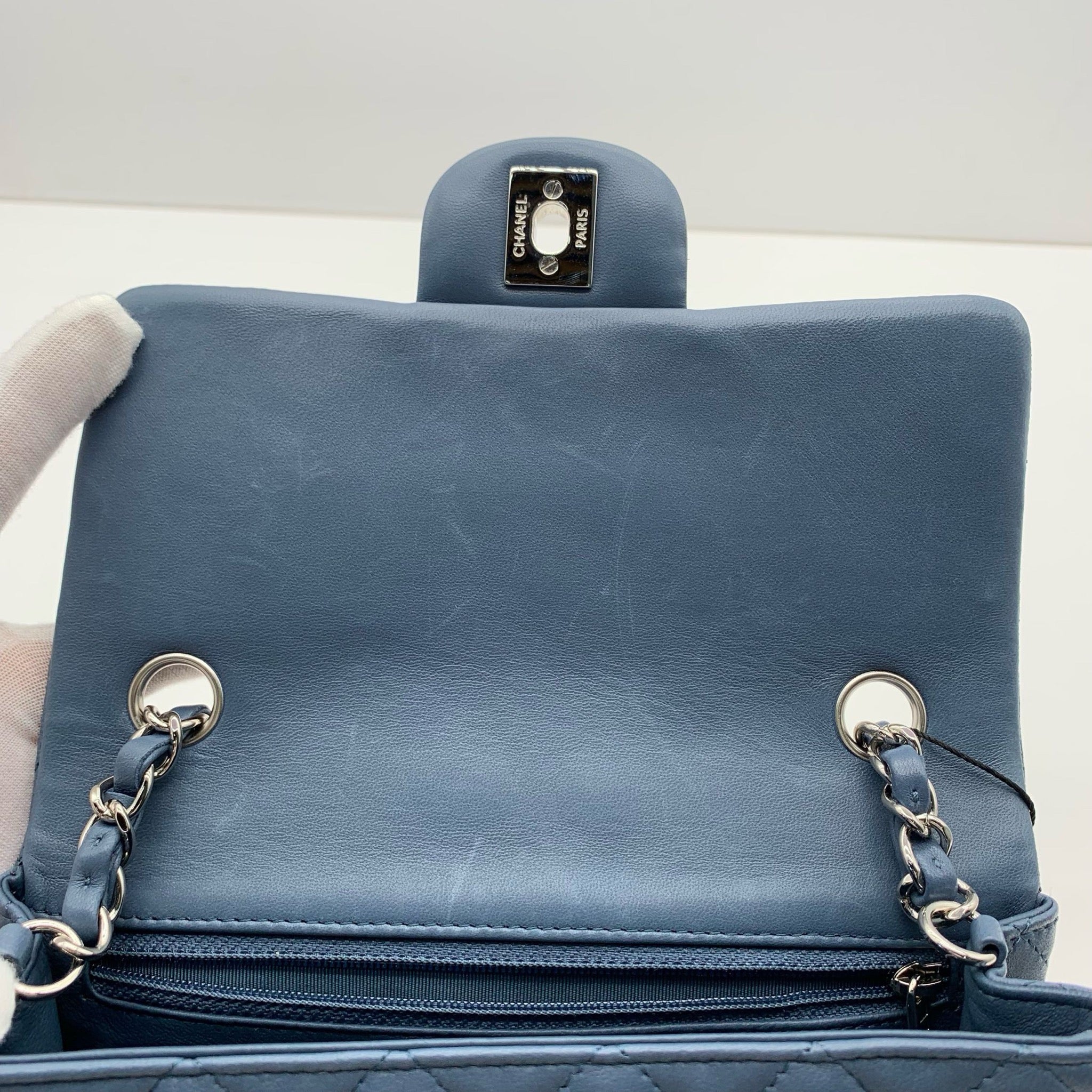 Chanel Classic Flap Large Mini Haze Blue Silver Hardware Bag image 31