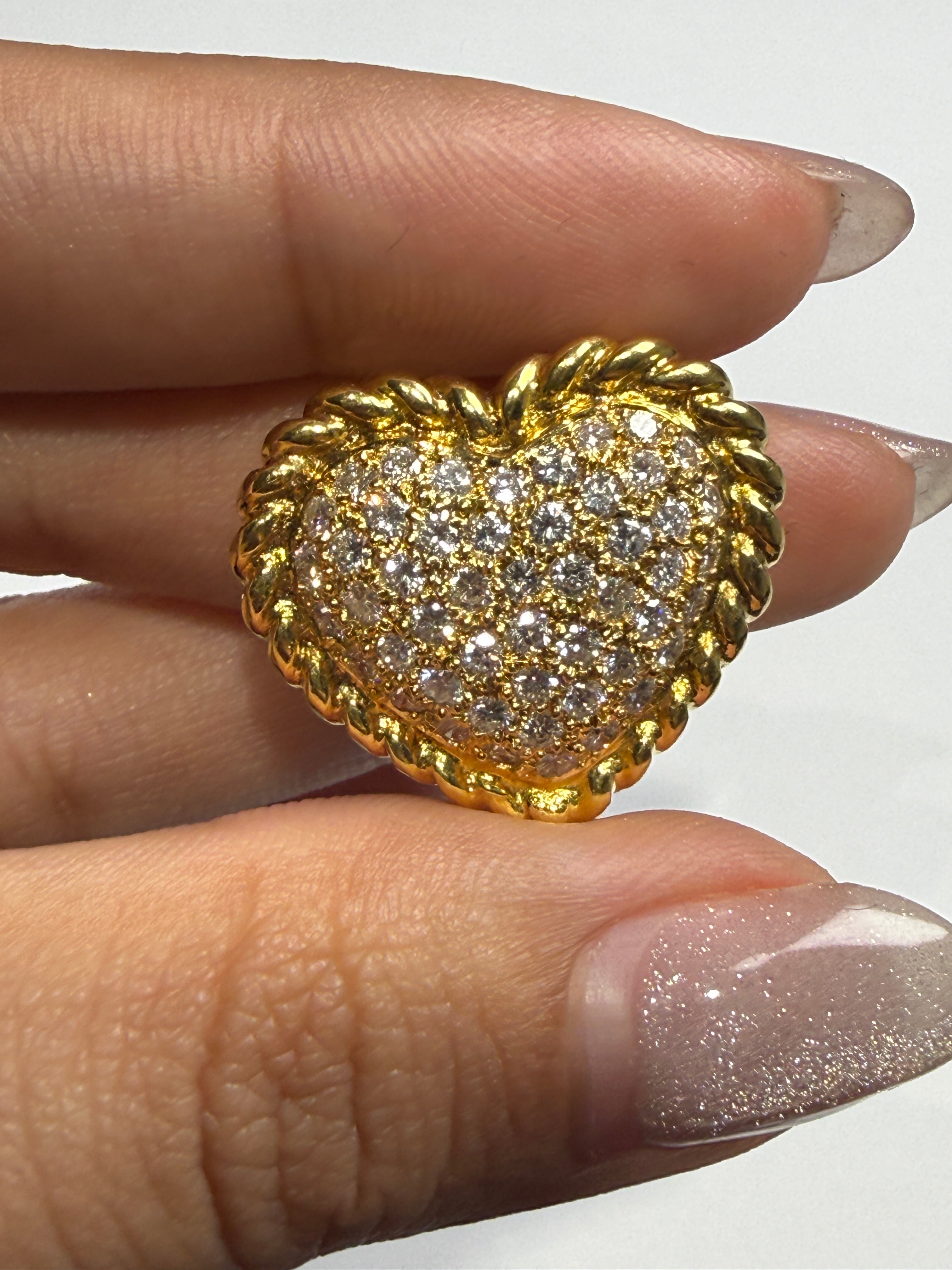 Puffy Pavé Heart Slider in 18K 5781 JJC9029