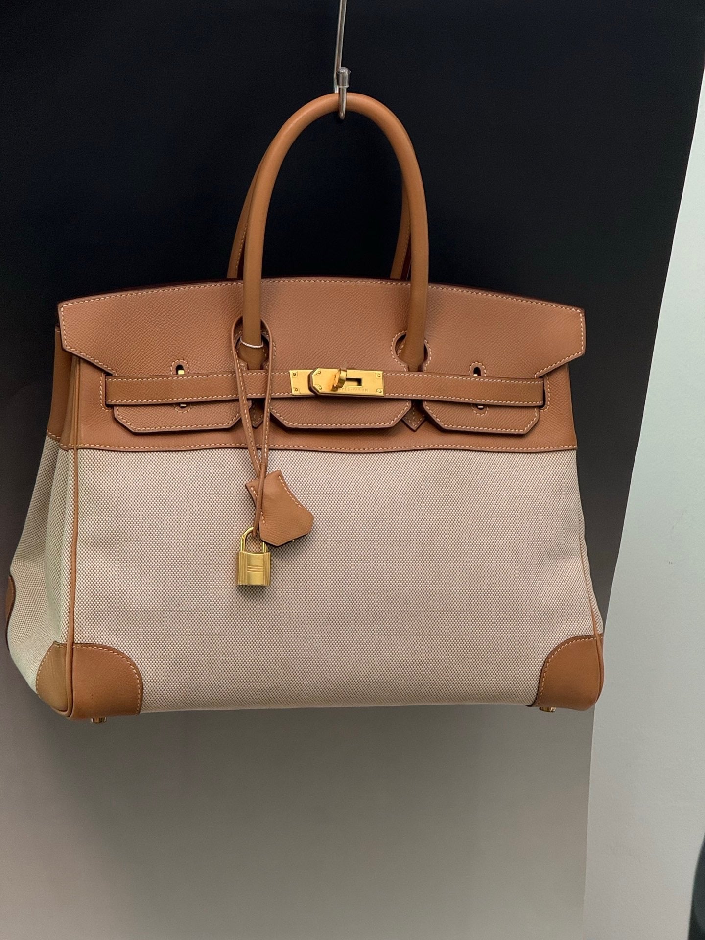 Hermès Birkin 35 Toile & Natural Leather GHW