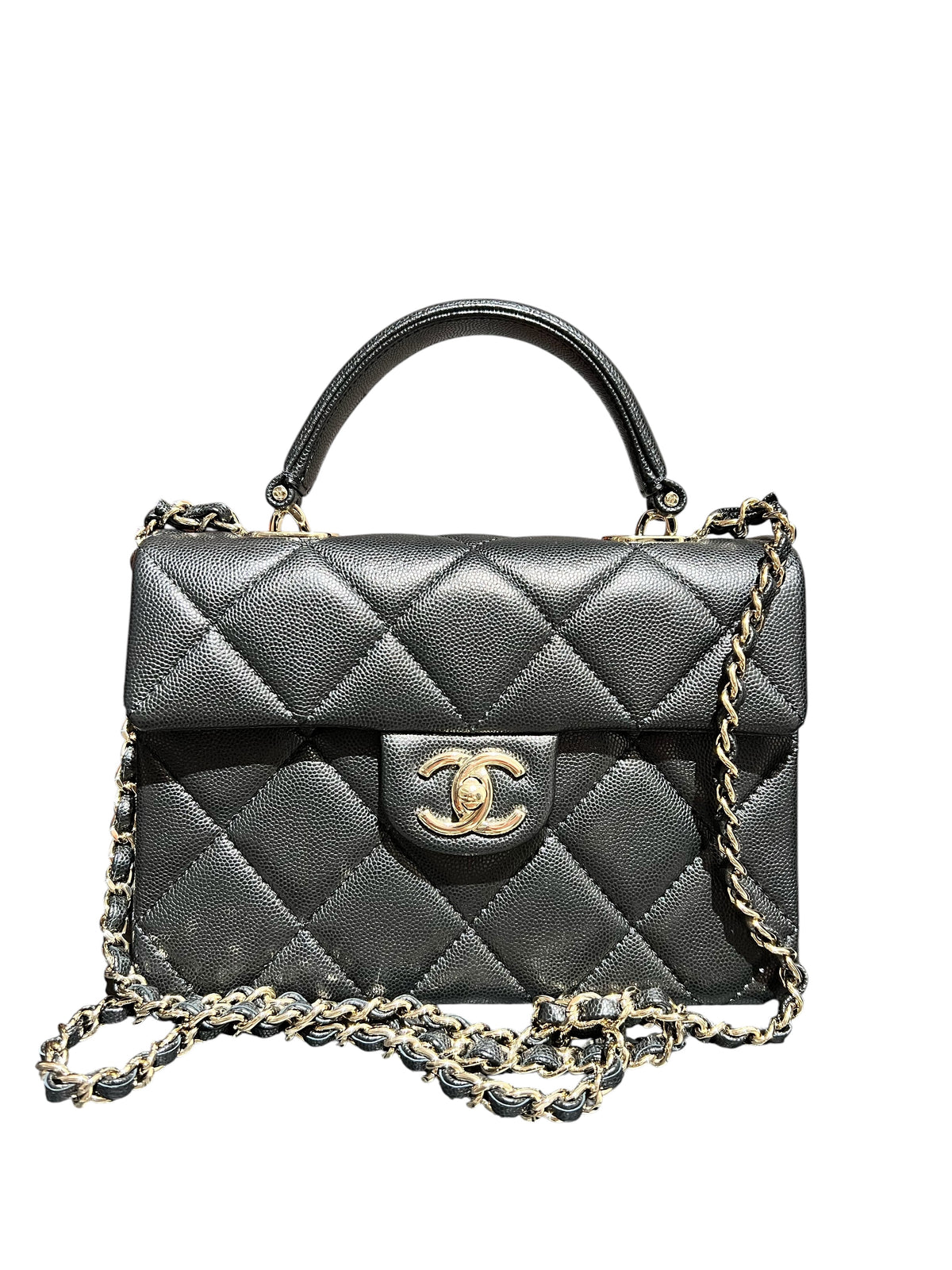 CHANEL  BLACK GRAINED CALF HANDBAG 2000000155784