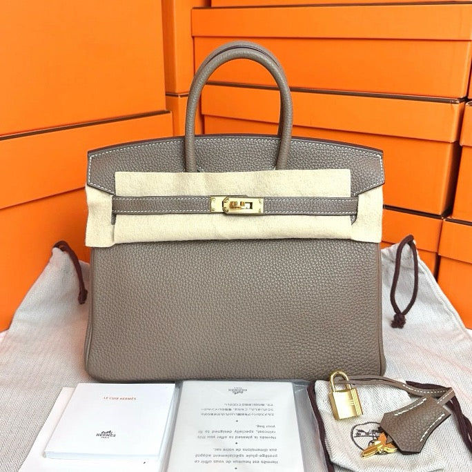 Hermes Birkin 25 Elephant Grey 🐘 Gold Buckle Togo Leather Y-Stamp SYC2183