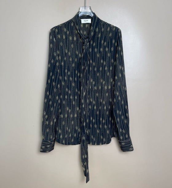 Celine all-over logo print long-sleeved shirt, size 34 LZ0503VY9991