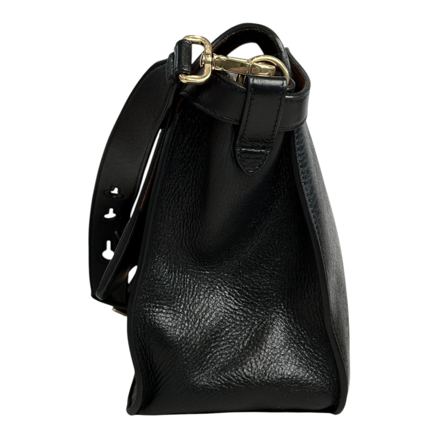 Fendi Kan U Black Leather Shoulder Bag with Gold hardware