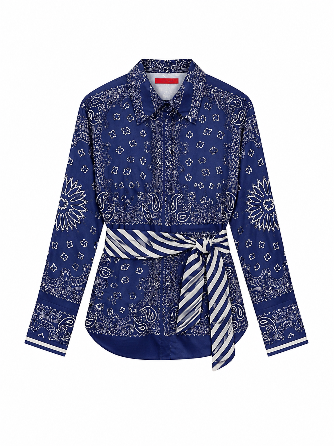 SHIRT VIVI CONTRASTED BELT BANDANA ZEBRA NAVY MCL13087