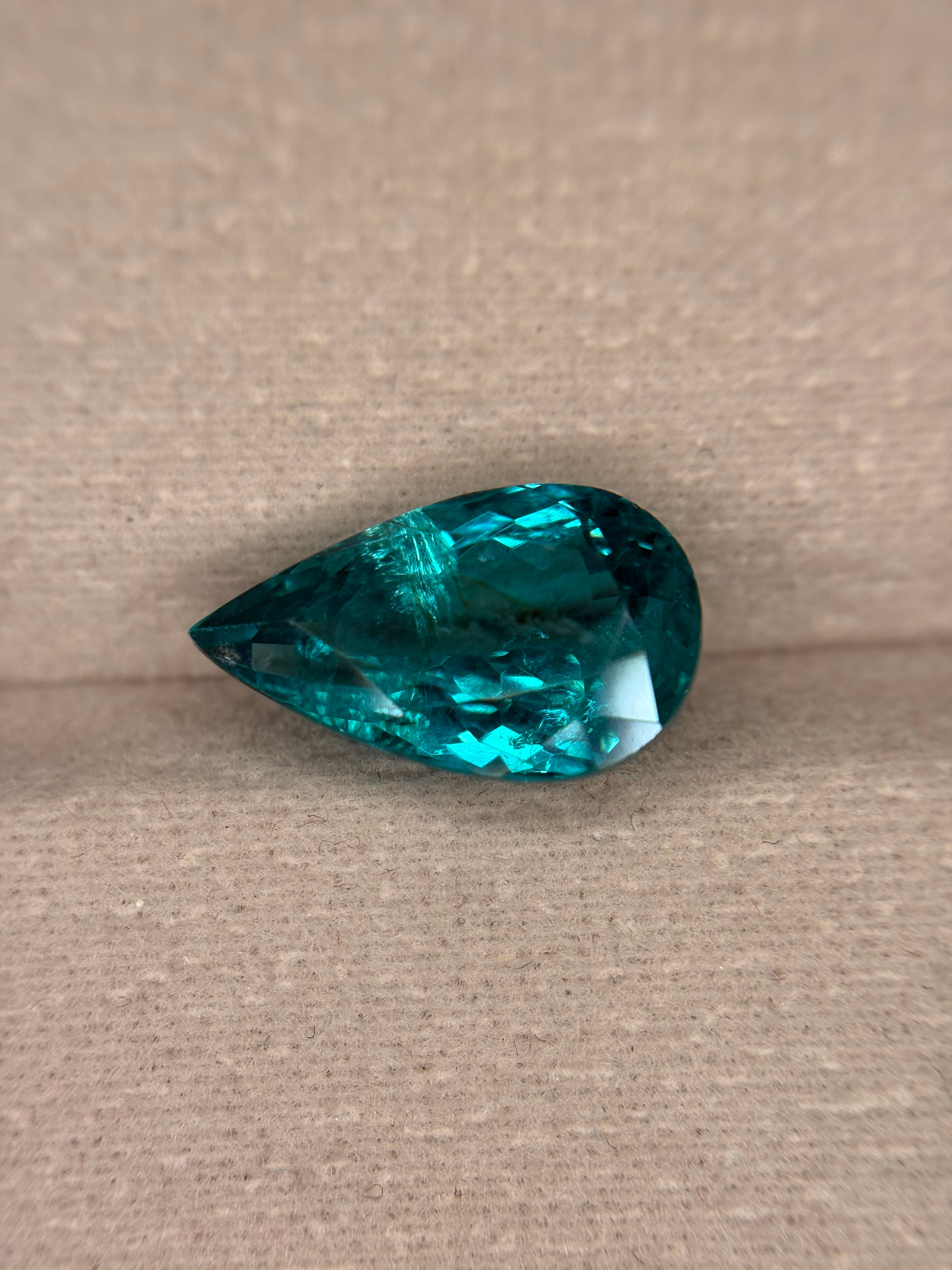 4.60ct Rare Neon Apatite Pear (11.40 box) THAIC0328