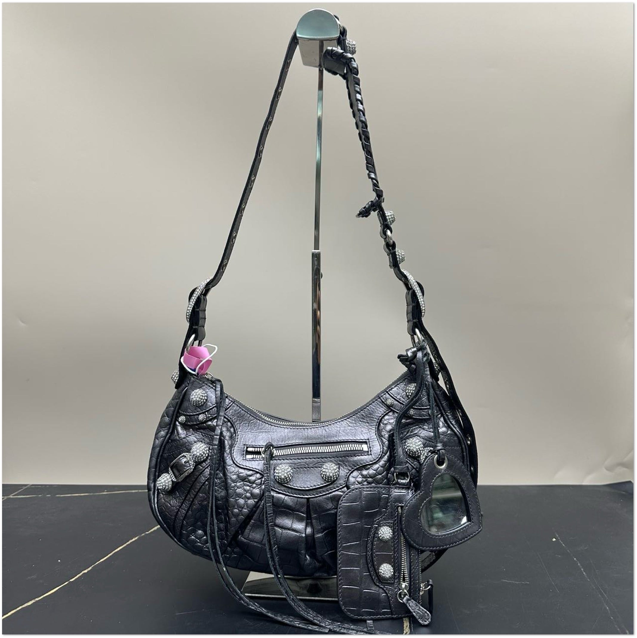 Balenciaga Metallic Black Croc-Embossed Le Cagole Bag C19494824314