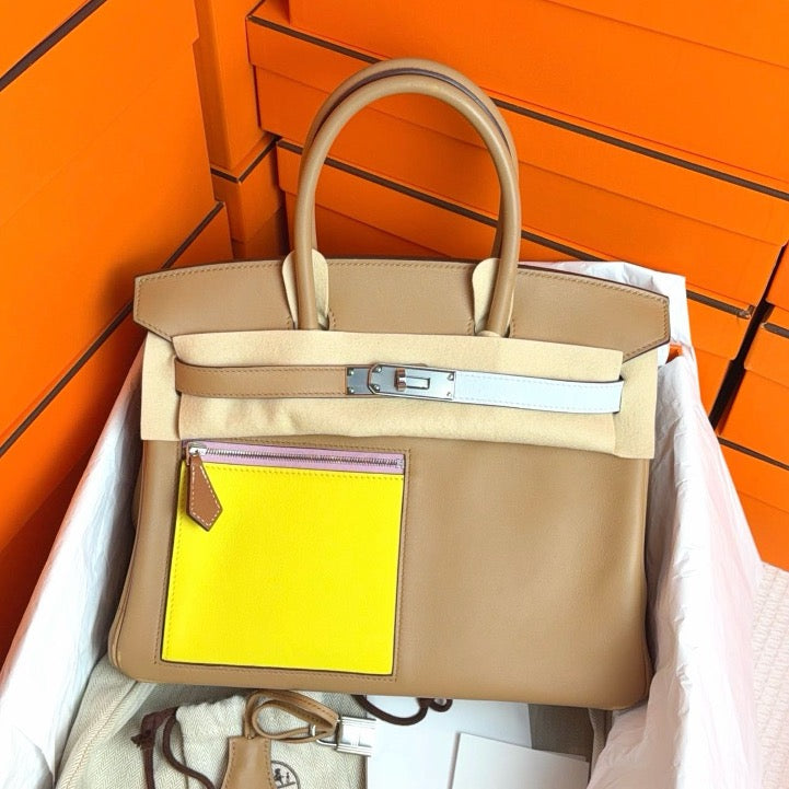 Hermes Birkin 30 Colourmatic Chai Swift PHW #U SYC2184