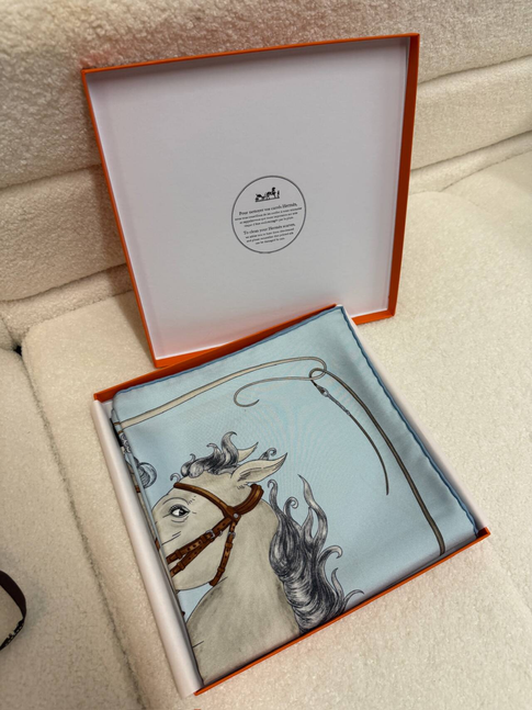 Hermès Silk Scarf 90cm - Equestrian Sky Blue