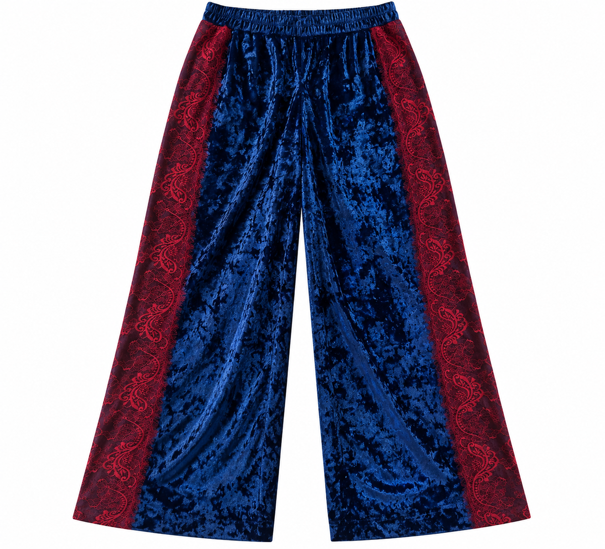 TROUSER GILDA BLUE VELVET RED LACE MCL13483