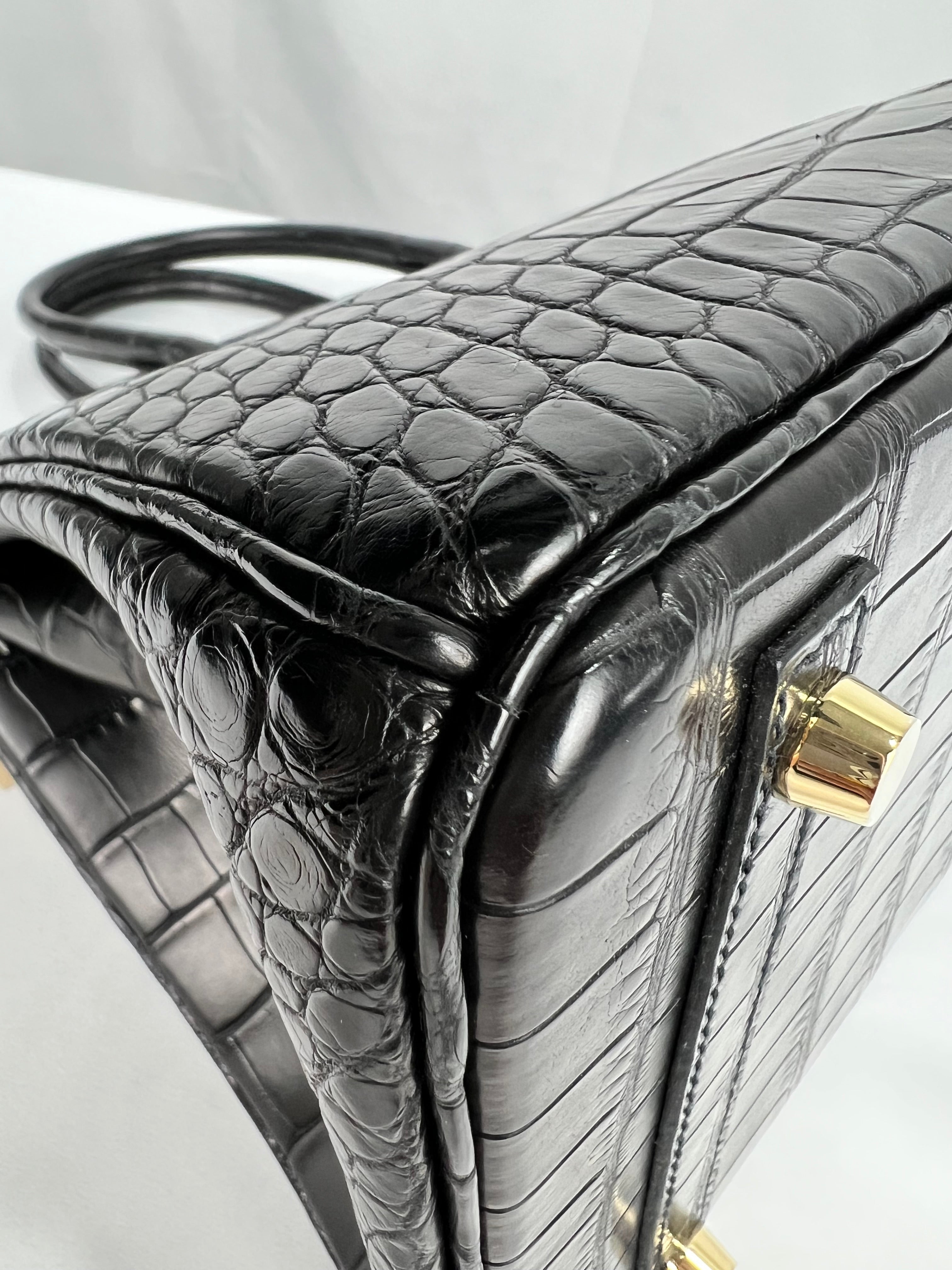 HERMES BIRKIN BLACK ALLIGATOR MAT HANDBAG 2000000153902