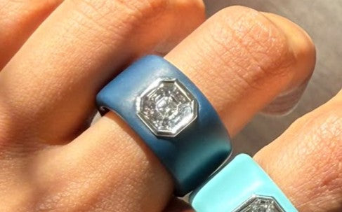 18k Cigar Ring Green Matte Enamel (setting only) SABSET018