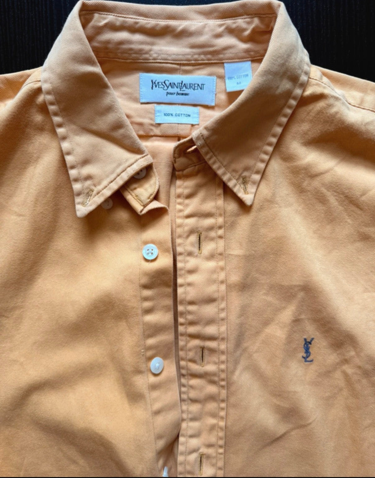 YSL Yves Saint Laurent yellow button down shirt men’s size XL DBXM0039