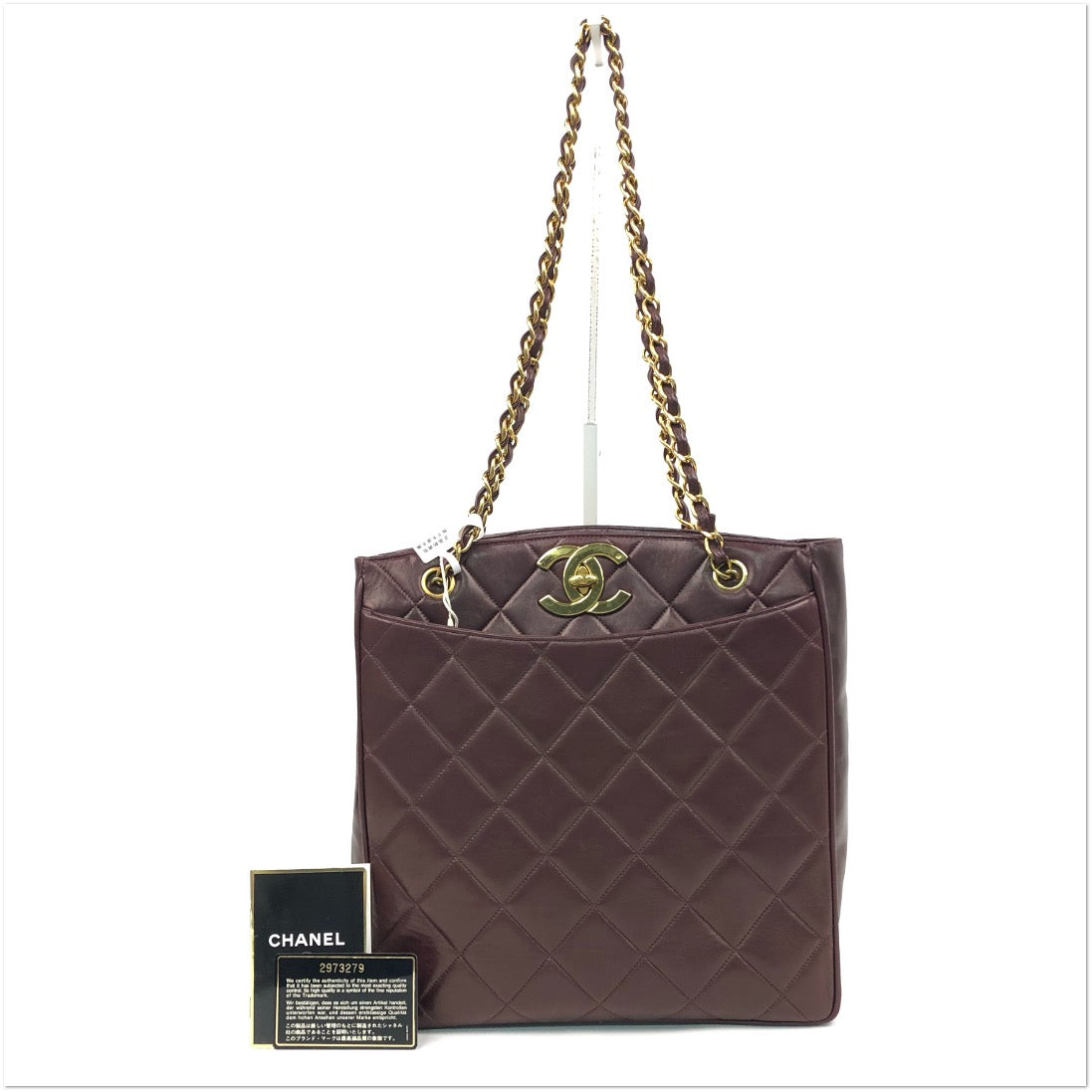 Chanel Burgundy Quilted Lambskin Medallion Tote Bag T25180631701