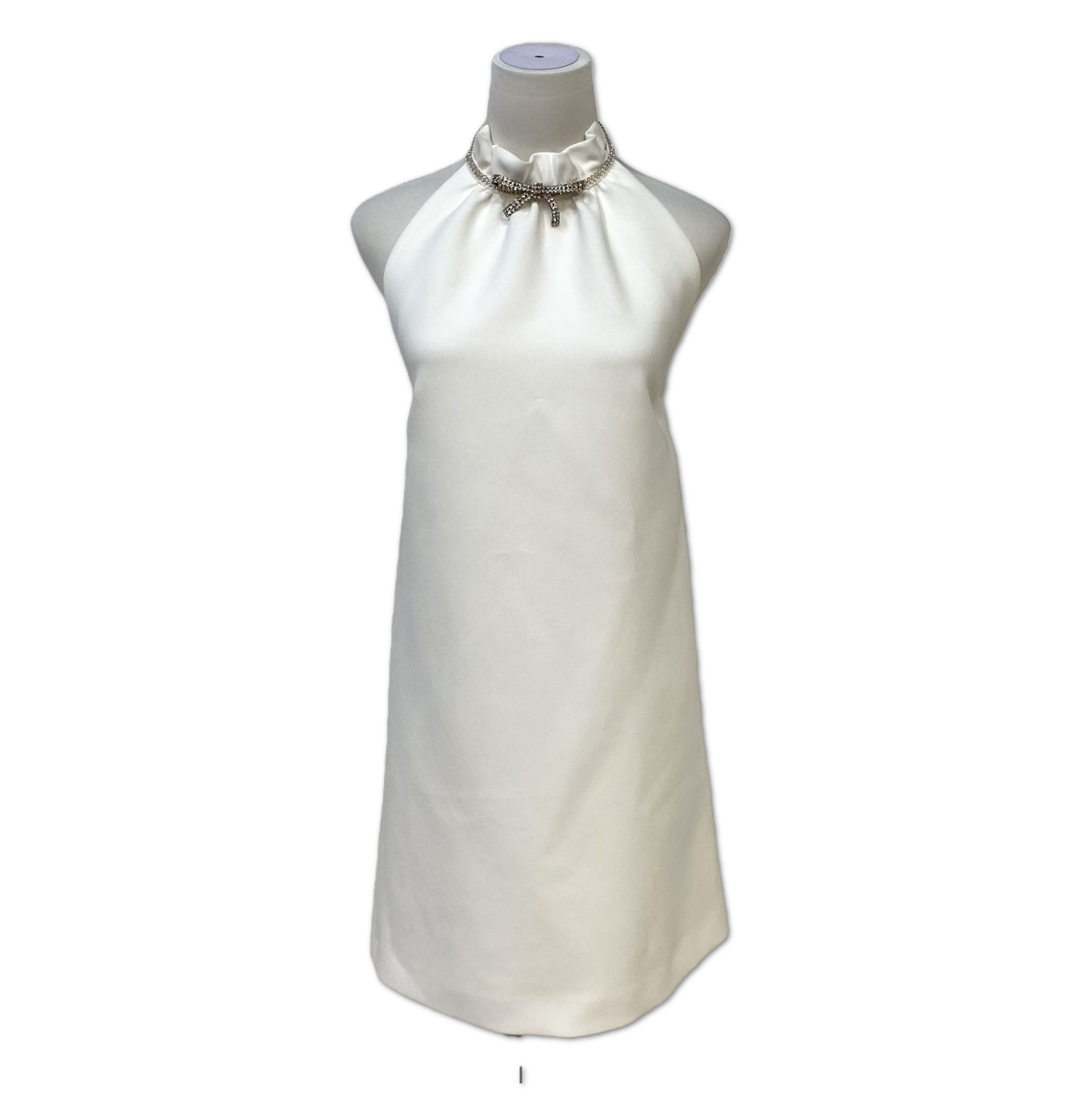 Miu Miu White Crystal-Embellished Bow Halter Dress size 38 C18337278746