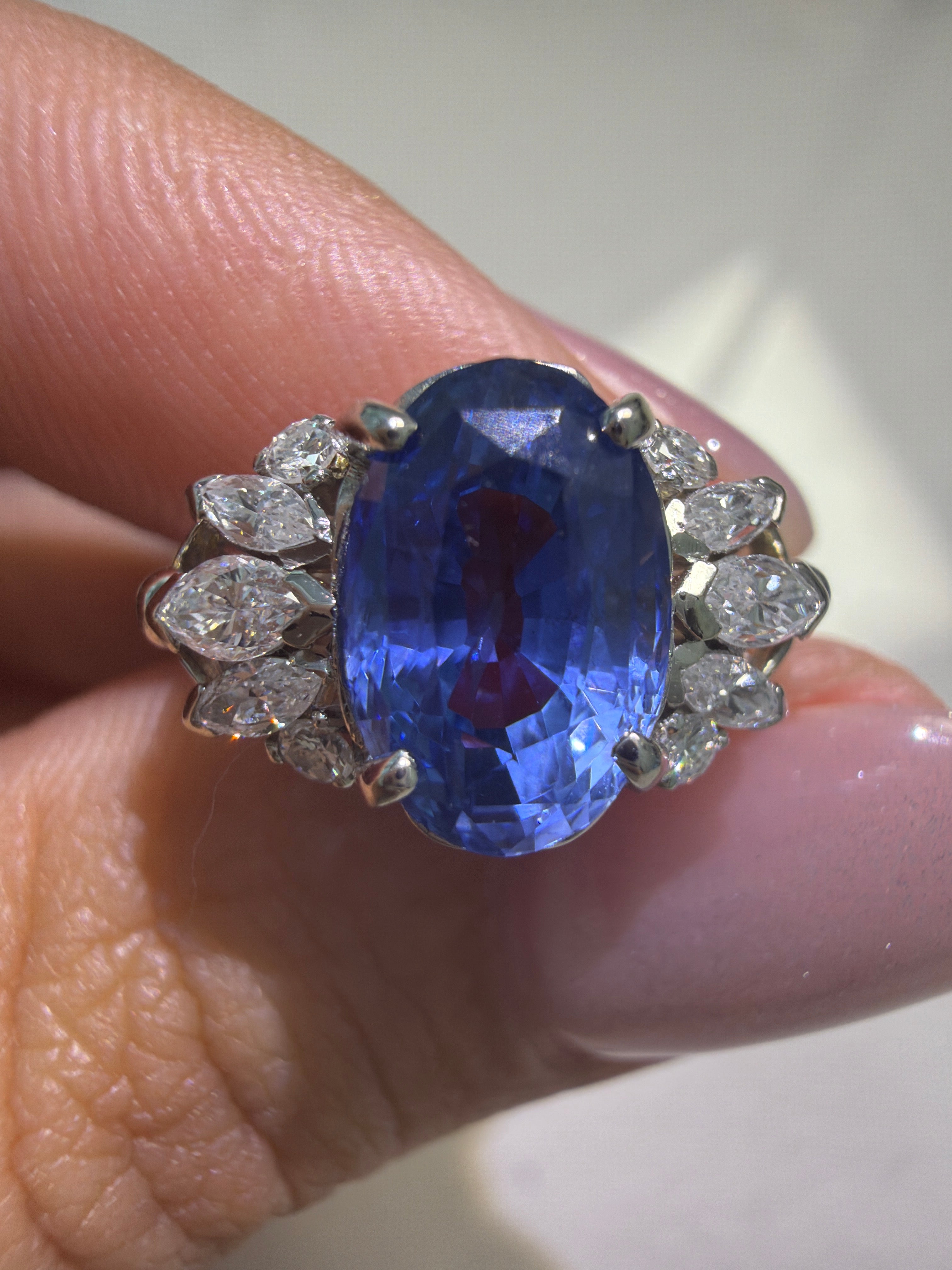 NH Sri Lanka GIA Sapphire Ring in PT900 / S3.11ct / D0.37ct 6282 JJC0616