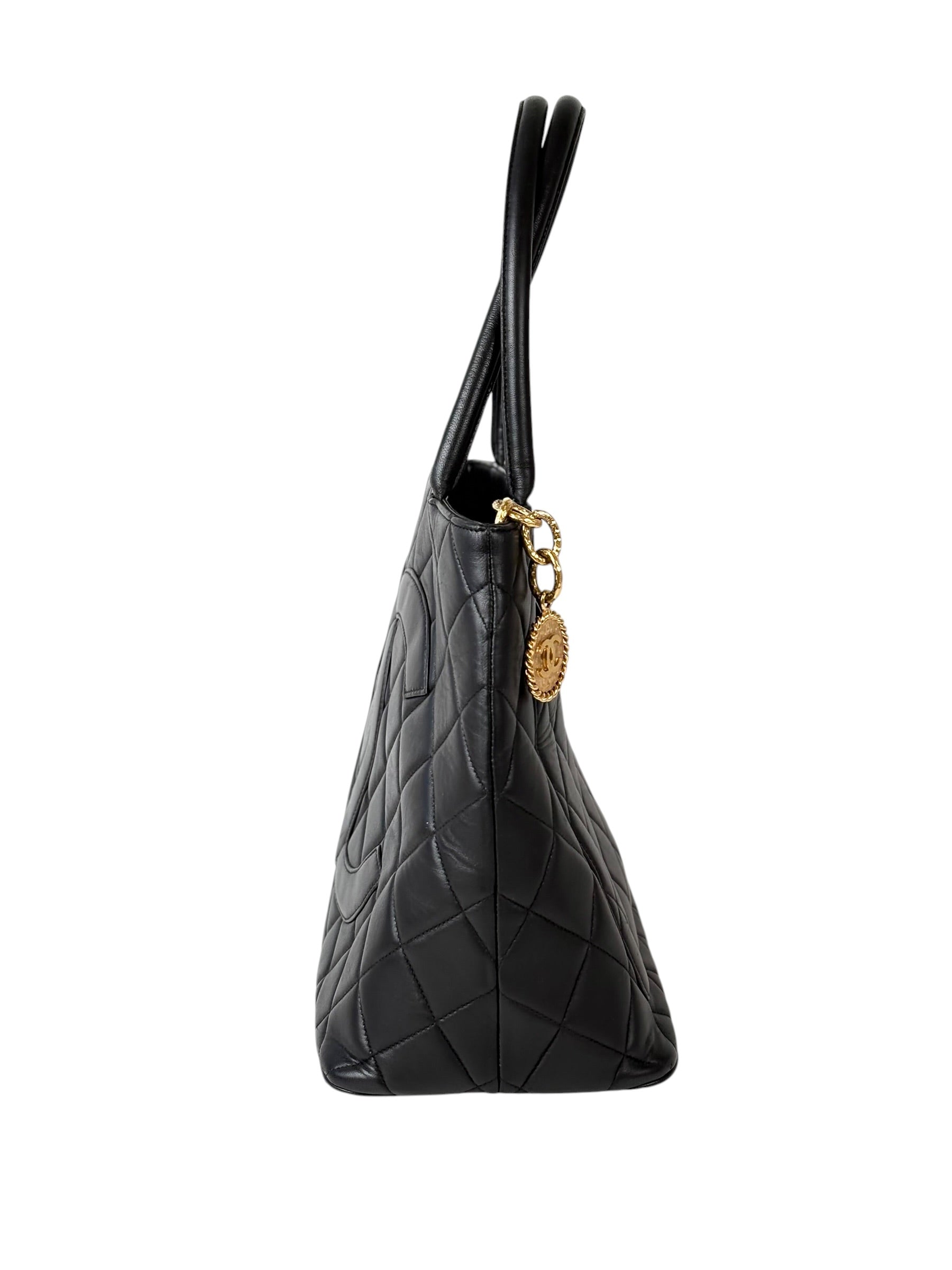 Chanel Vintage Black Zip Tote Bag