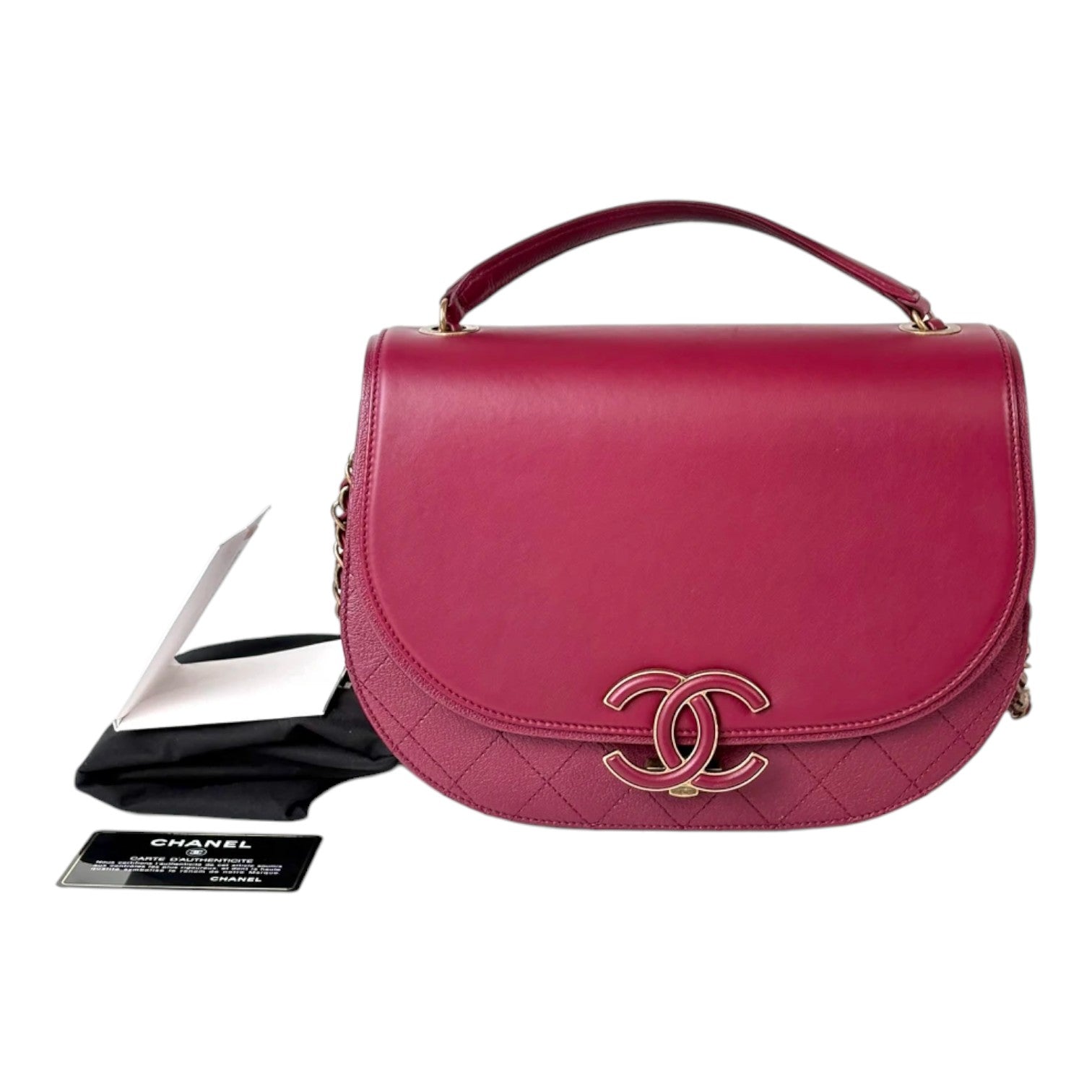Chanel Burgundy CoCo Curve Top Handle with Chain Strap Bag