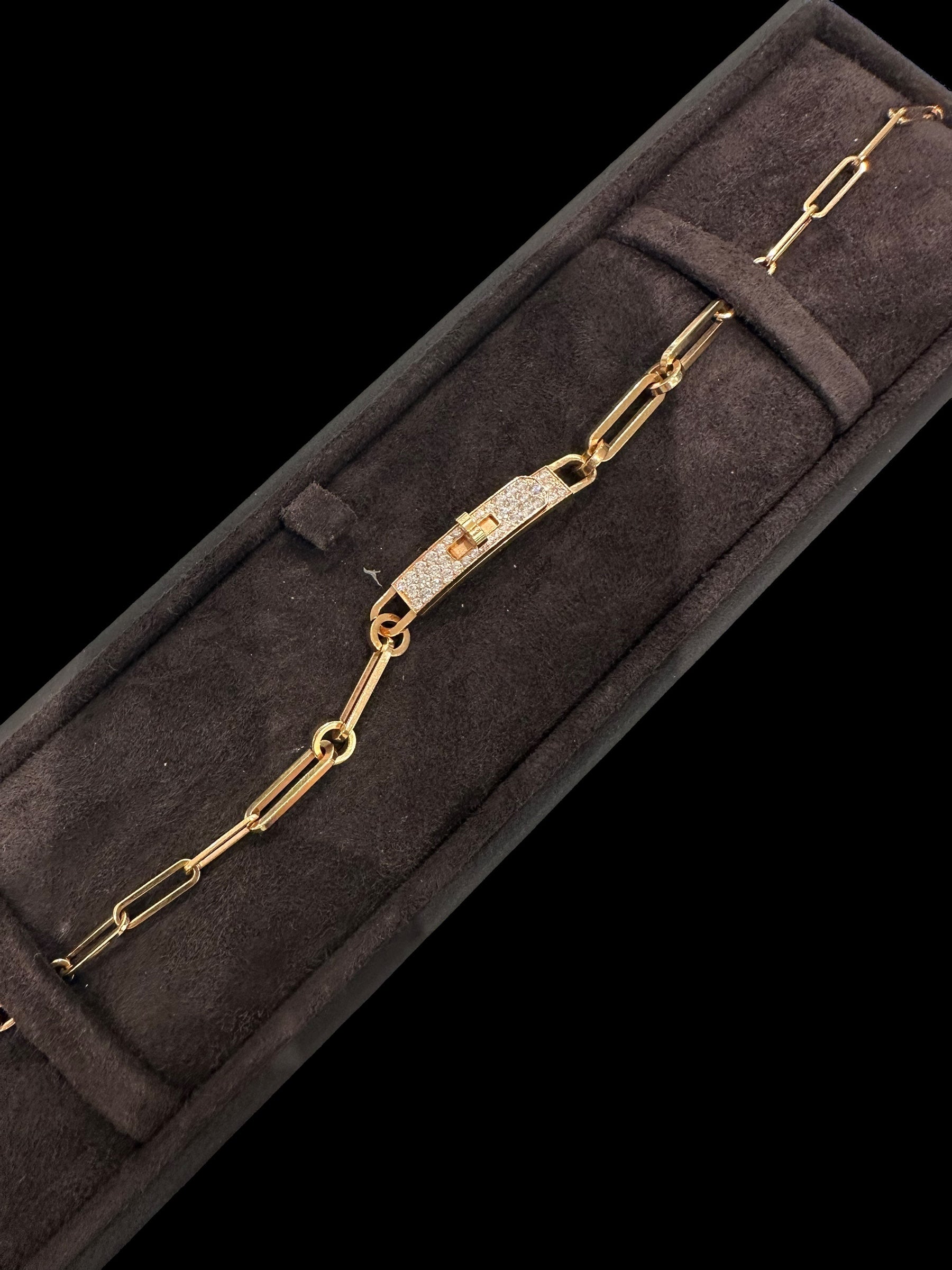 Hermes Kelly Double Necklace with Diamonds in RG